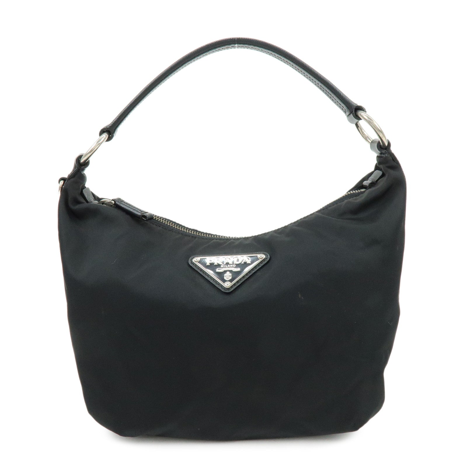 PRADA Triangle Logo Nylon Saffiano Leather Shoulder Bag BR3332