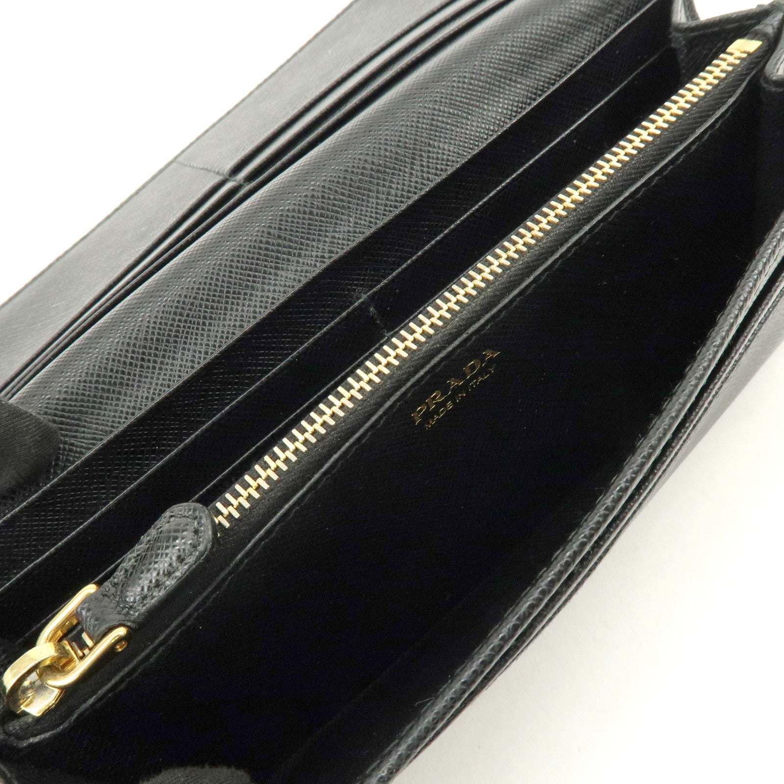 PRADA Triangle Logo Saffiano Leather Flap Long Wallet Black 1MH132