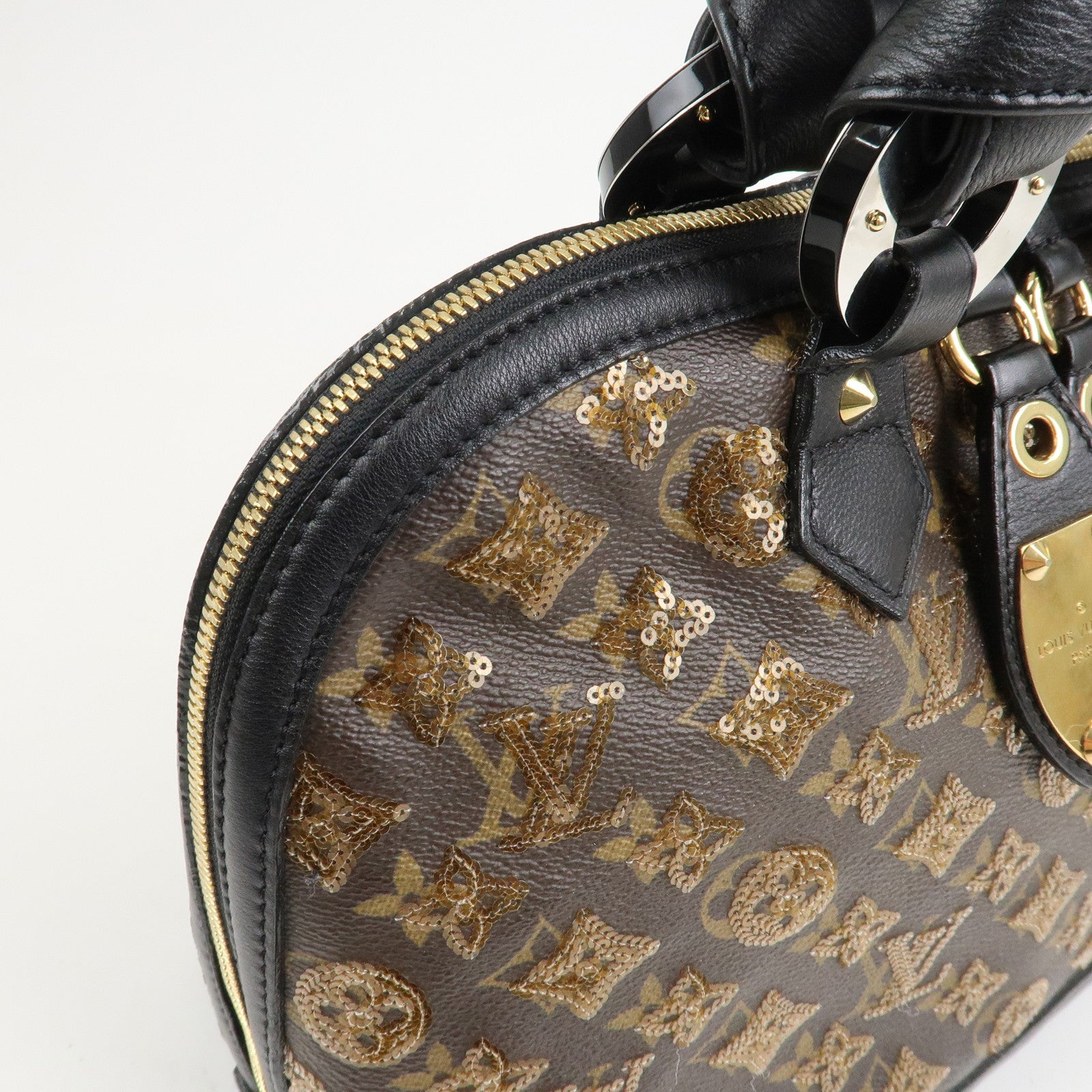 Louis Vuitton Monogram Eclipse Alma Hand Bag Ambre Brown M40245