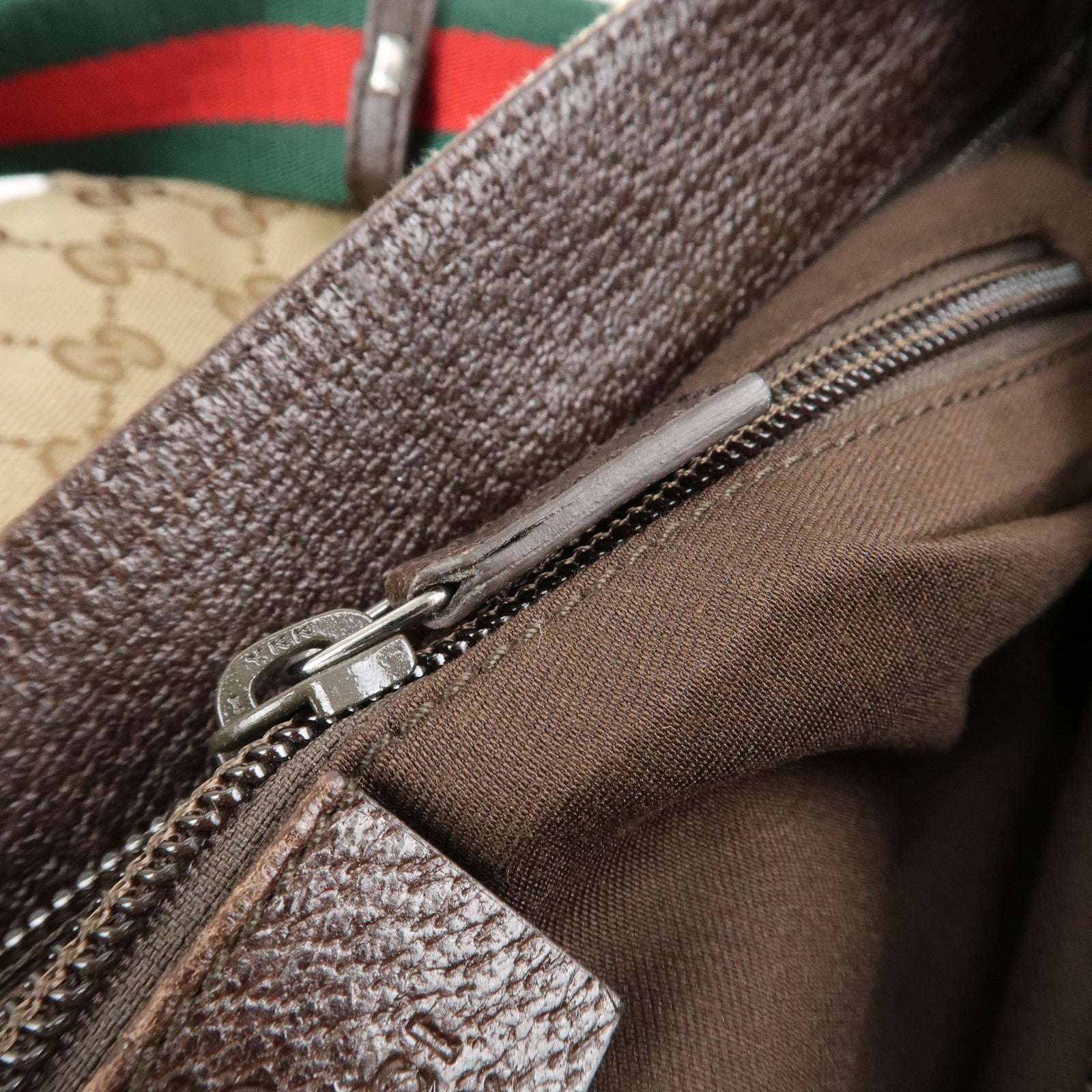 GUCCI Sherry GG Canvas Leather Shoulder Bag Beige Brown 169937