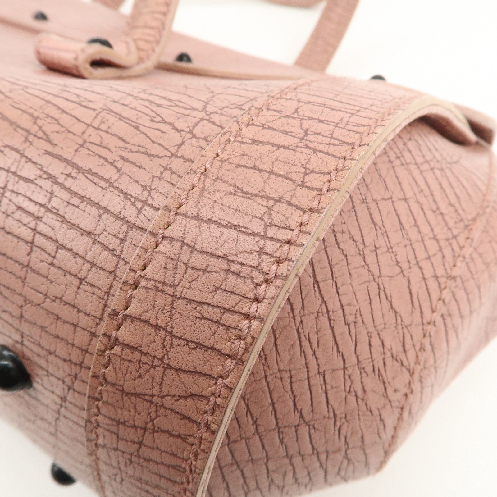 GUCCI Bamboo Embossed Leather Shoulder Bag Hand Bag Pink 111715