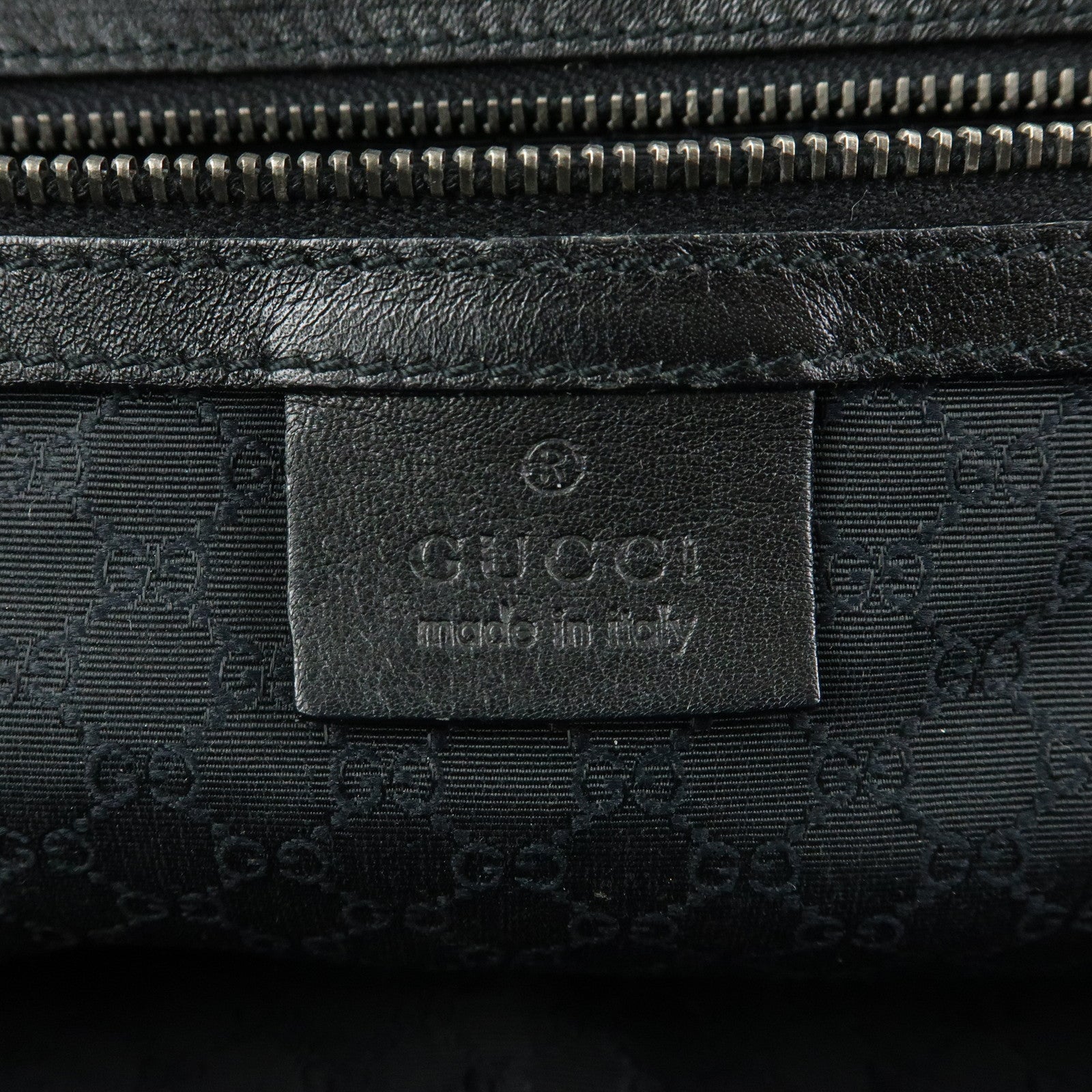 GUCCI Canvas Leather Hand Bag Ivory Black 92726