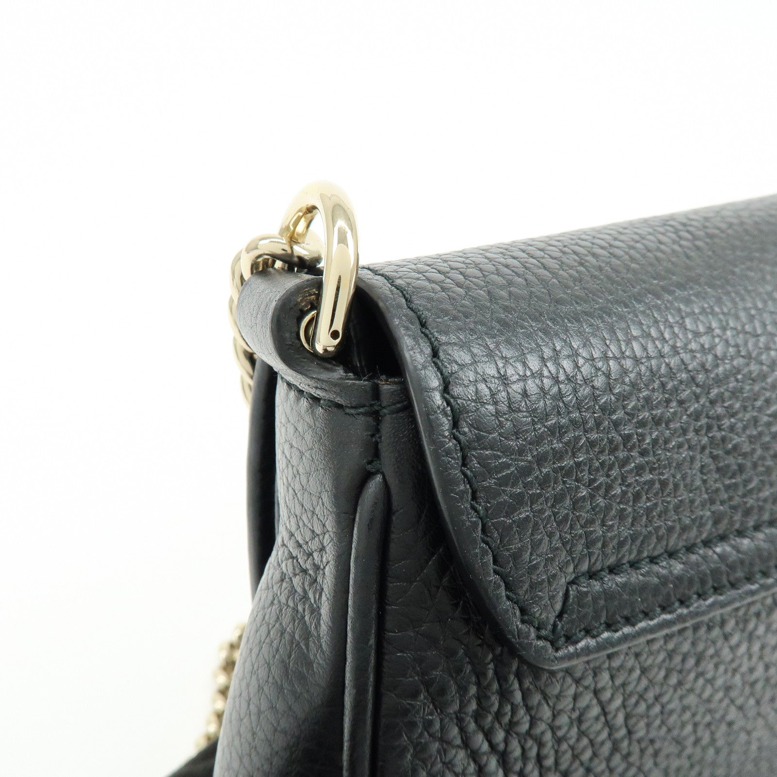 GUCCI SOHO Calf Leather Chain Shoulder Crossbody Bag Black 536224