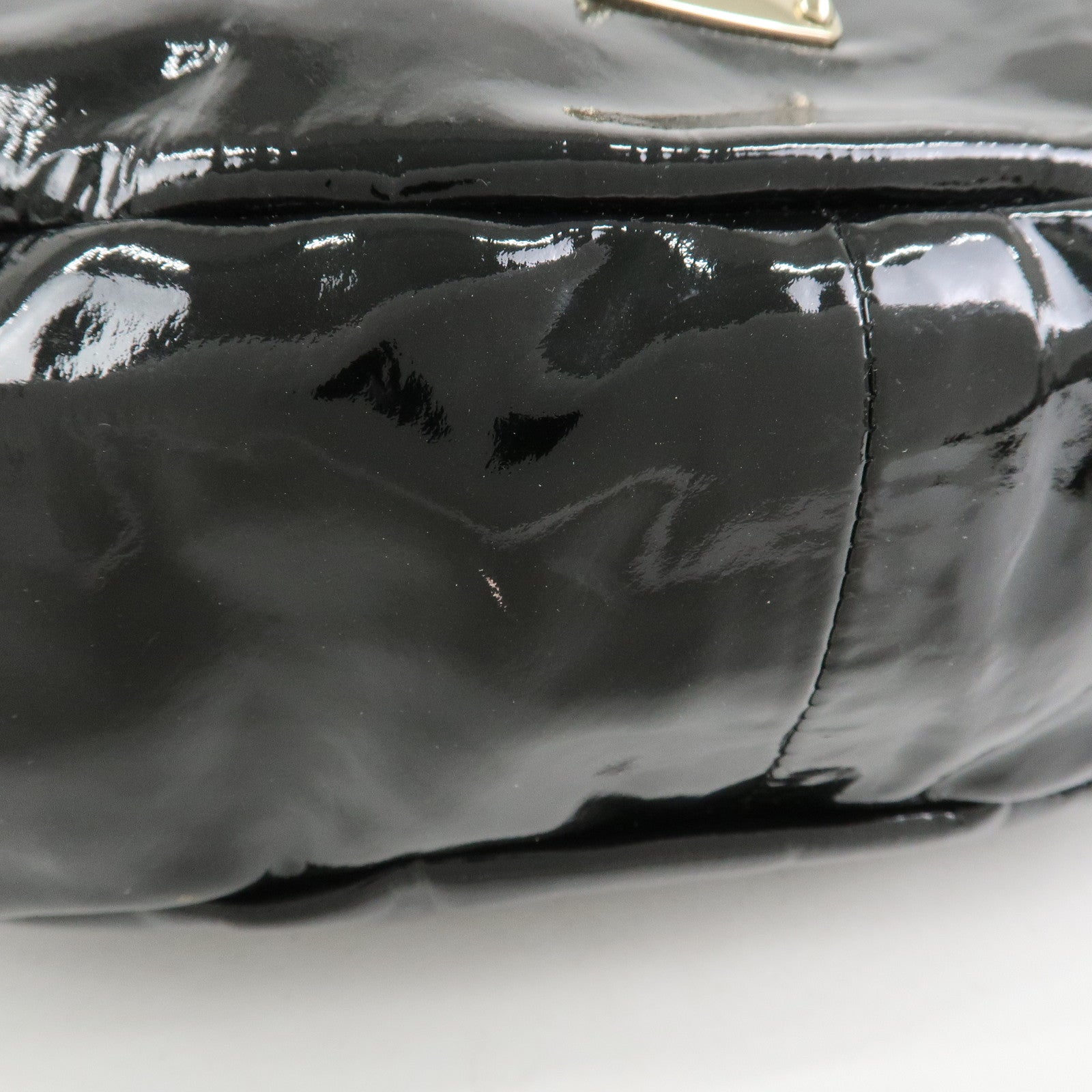 JIMMY CHOO Patent Leather Leather Sky Bag Shoulder Bag Black