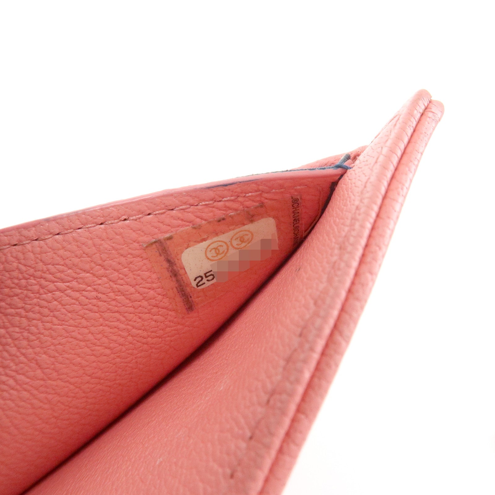 CHANEL COCO Mark Calf Leather Compact Wallet Clover Motif Pink