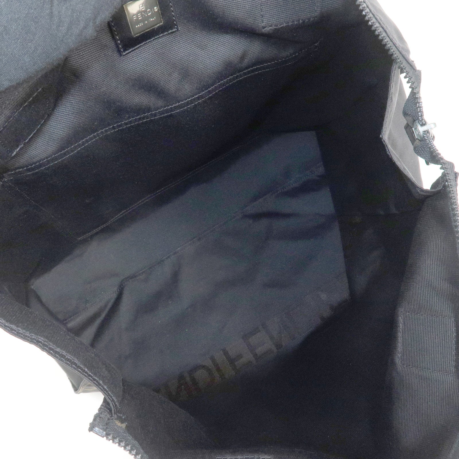 FENDI Nylon Leather Tote Bag Boston Bag Black 26680