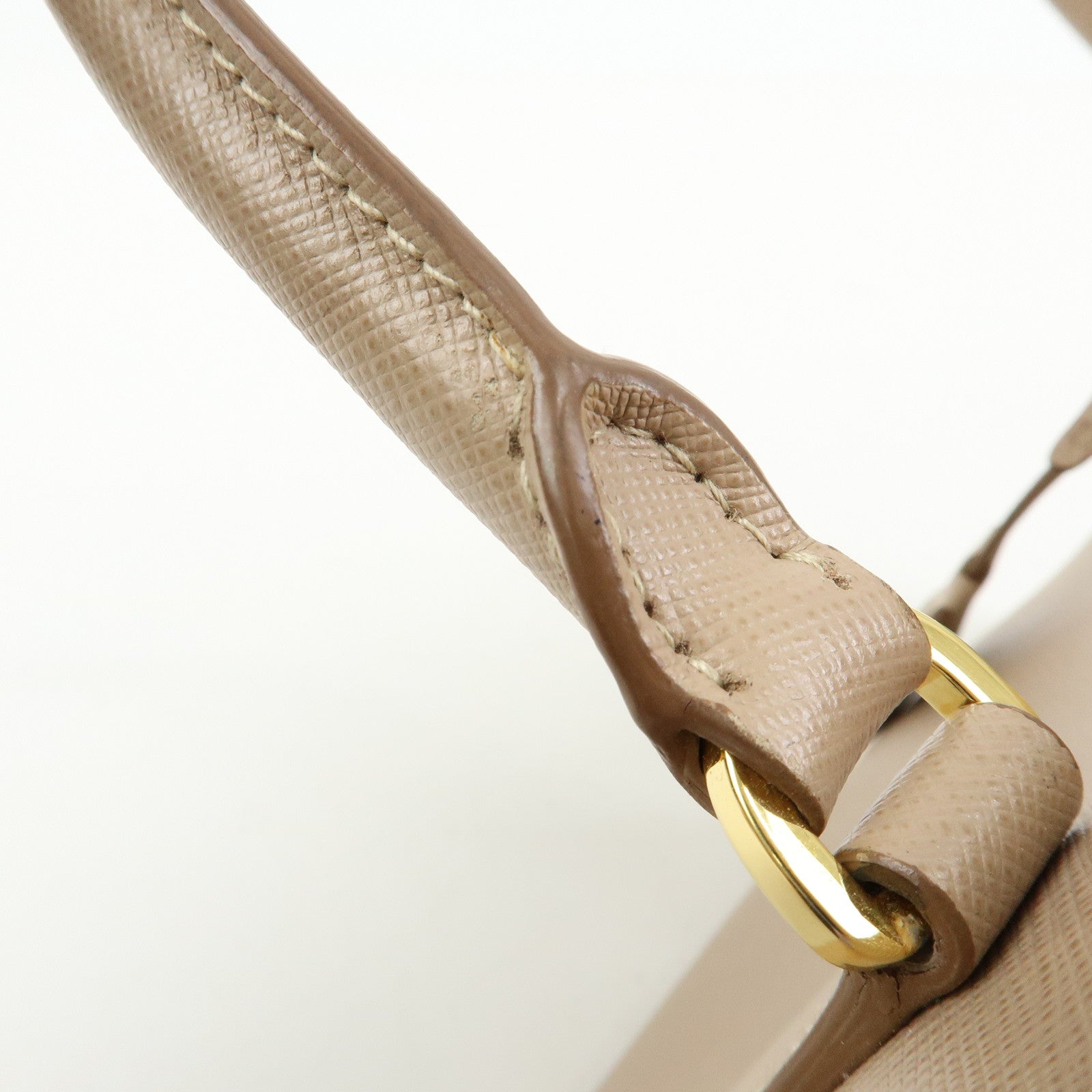 PRADA Triangle Logo Galleria Saffiano Leather 2Way Bag Beige 1BA896