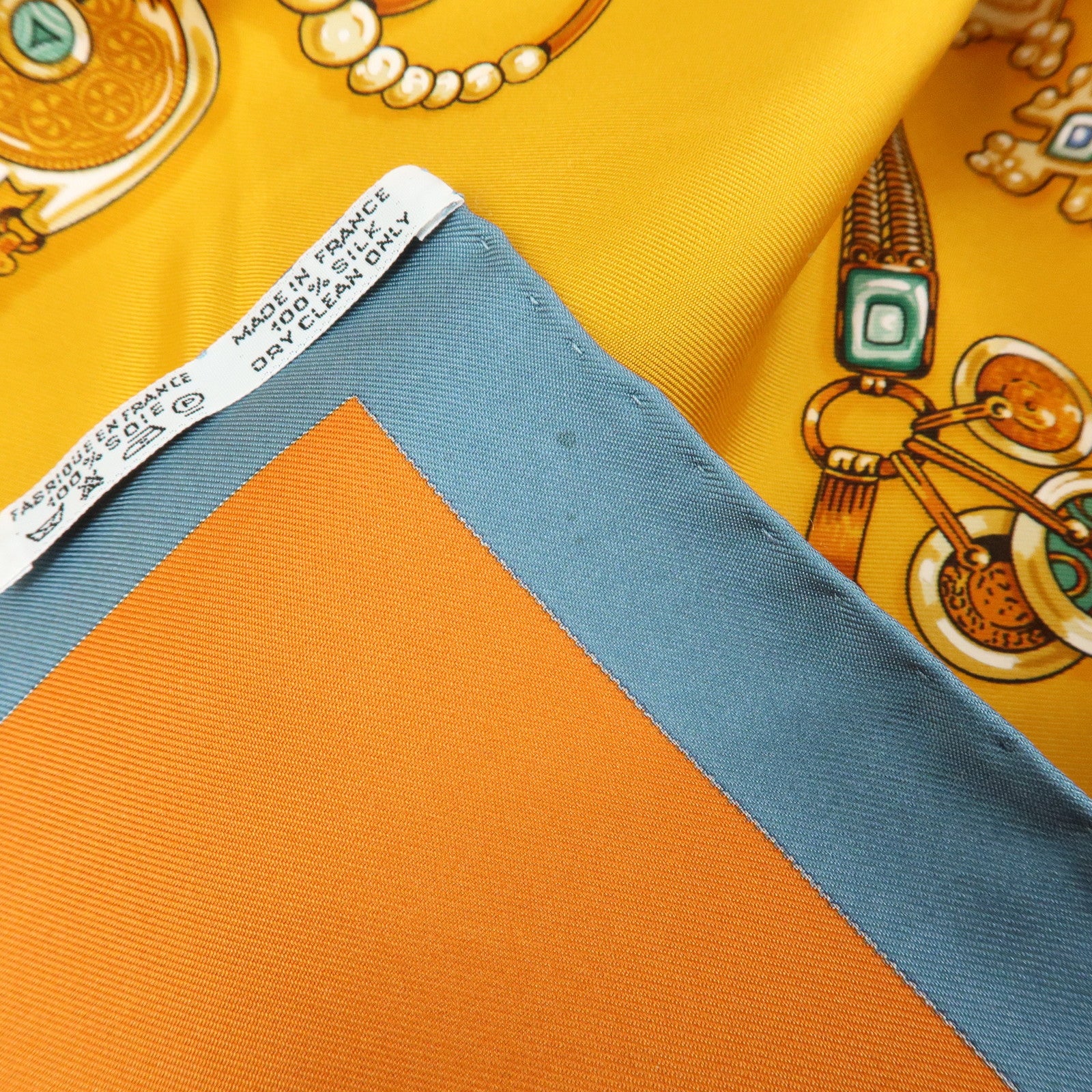HERMES Carre 90 Silk 100% PARURES DES SABLES Scarf Orange