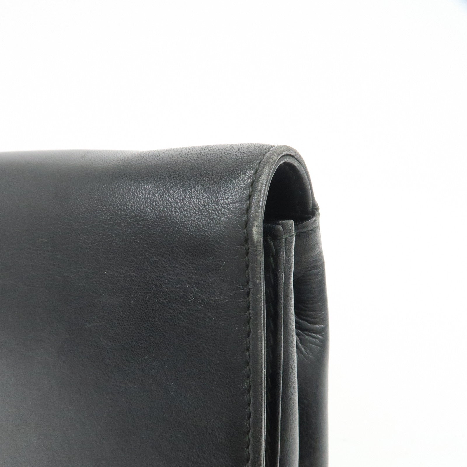 CELINE Logo Leather 2Way Bag Shoulder Bag Clutch Bag Black