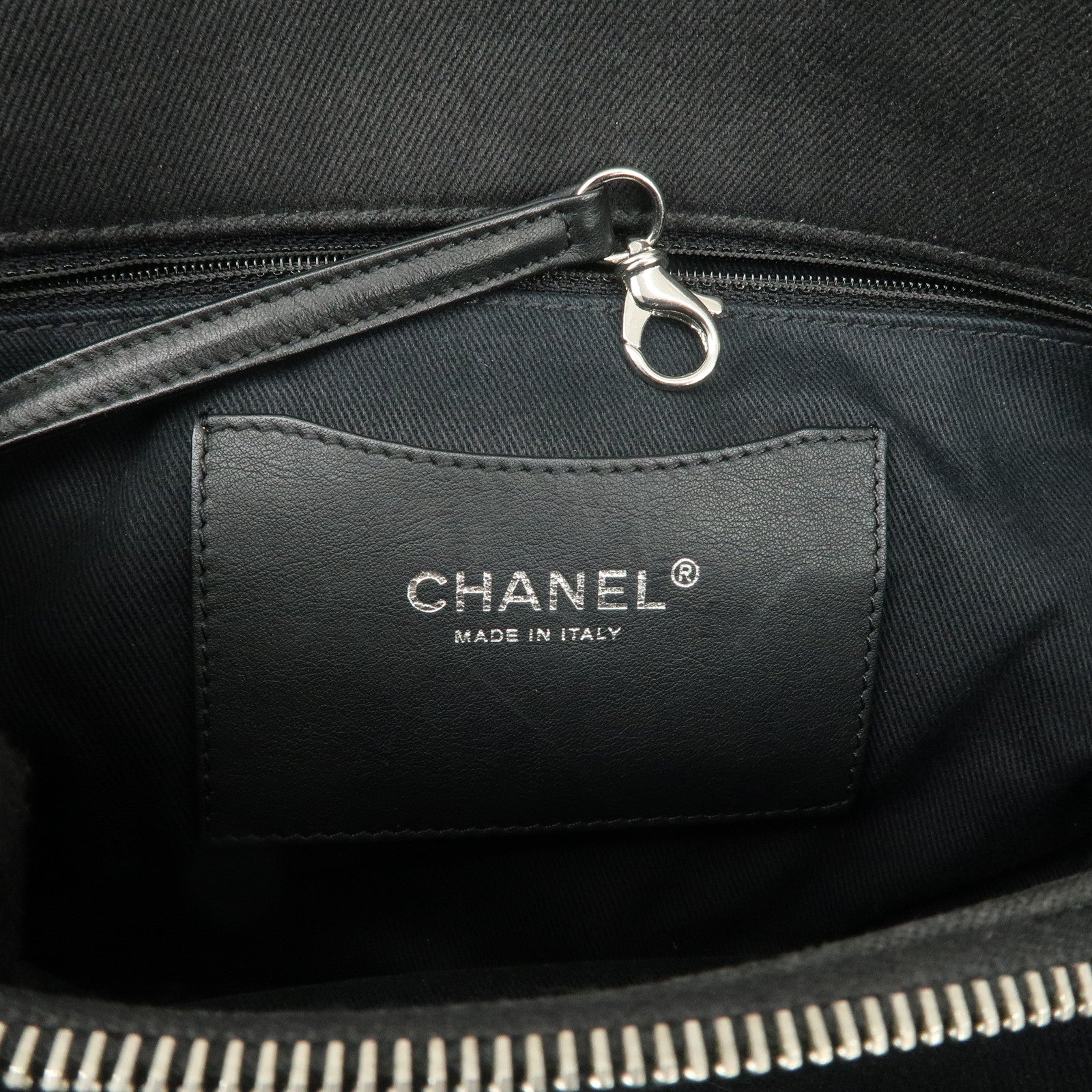 CHANEL Camelia Denim Chain Shoulder Bag Black A66903 Used