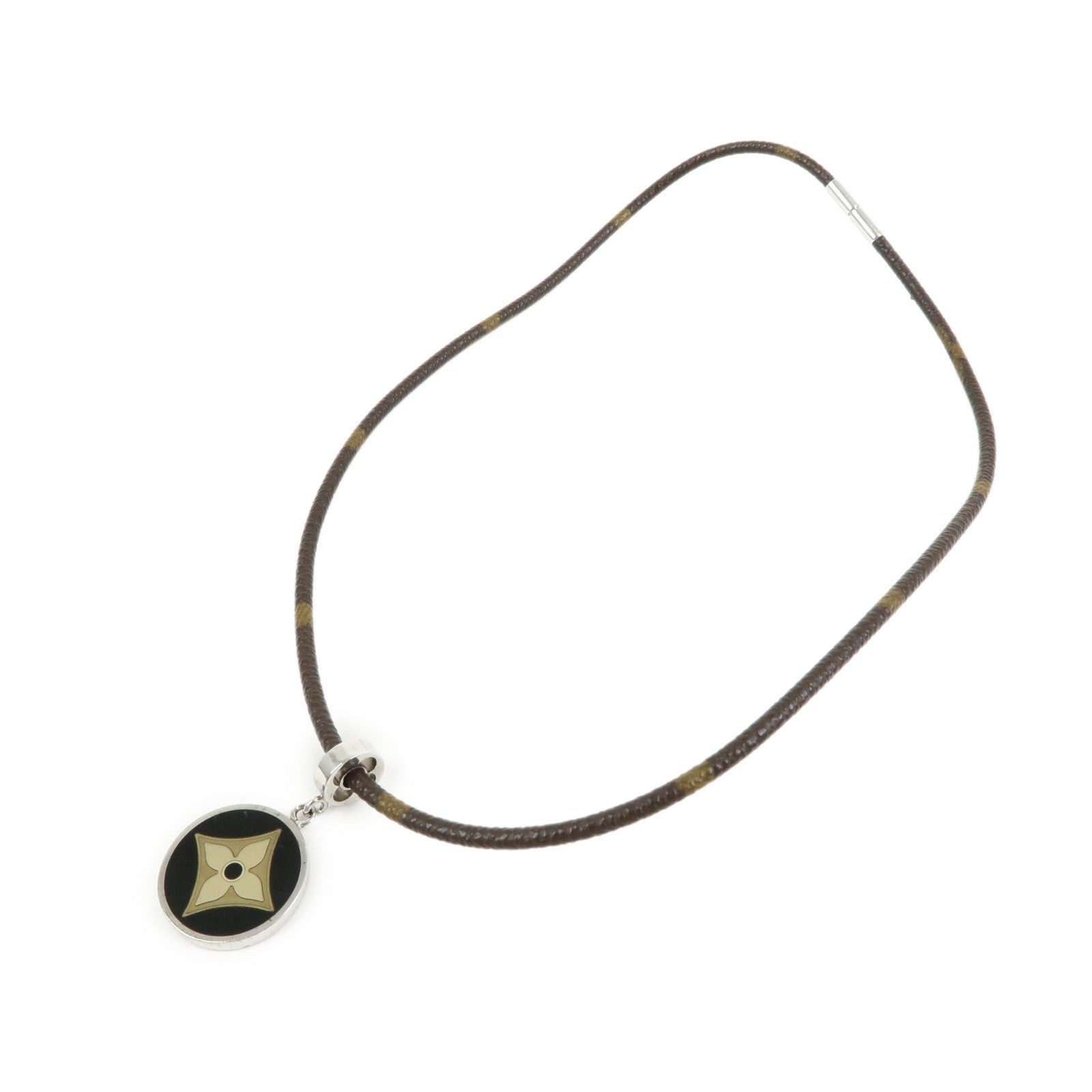 Louis Vuitton Monogram Canvas SV925 Pendentif Fleur Necklace M65436