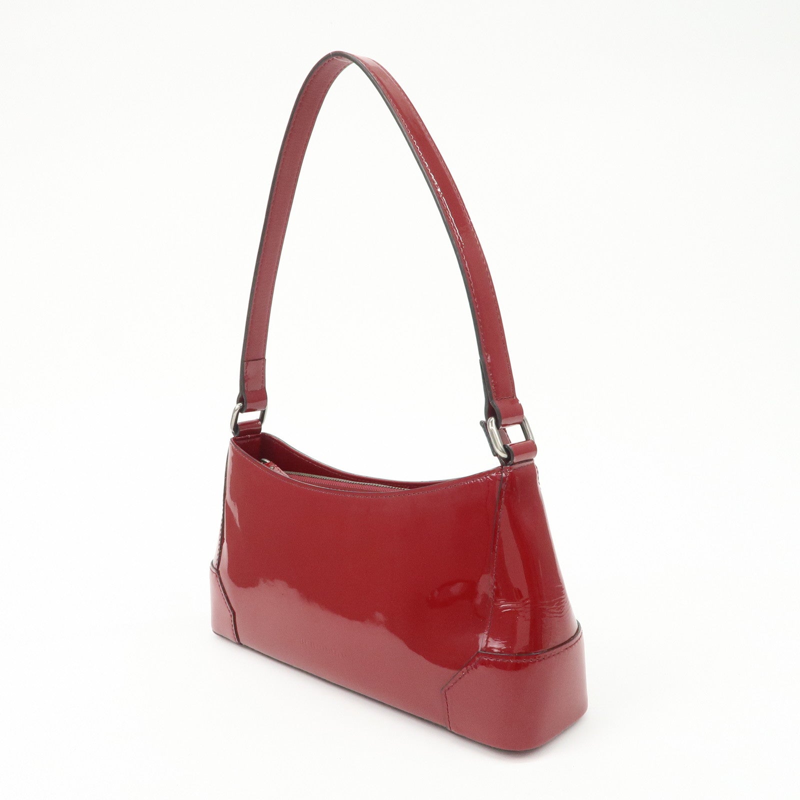 BURBERRY Patent Leather Shoulder Bag Hand Bag Red