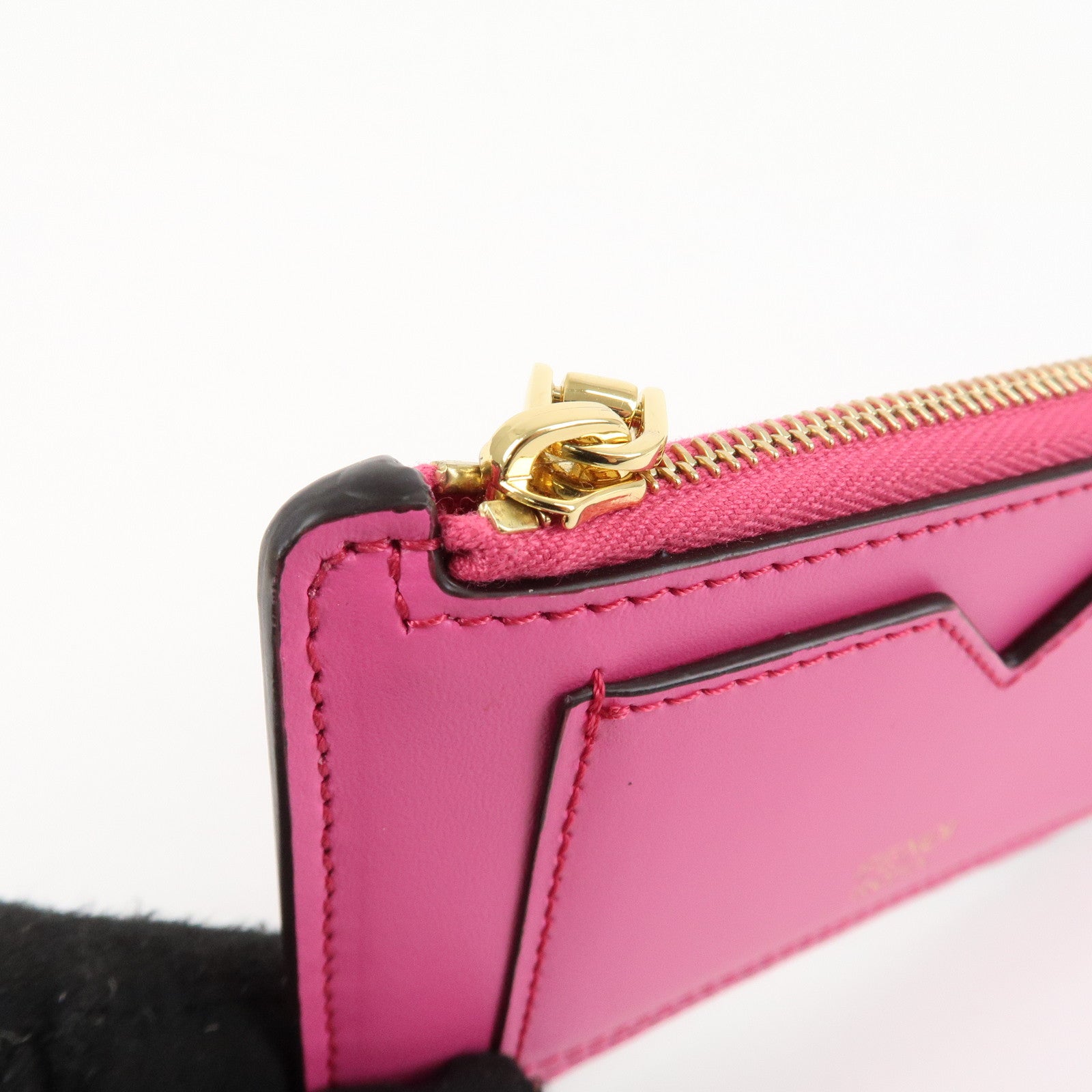 FENDI Peekaboo Leather Card Case Fragment Case Coin Case Pink 8M0489 Used