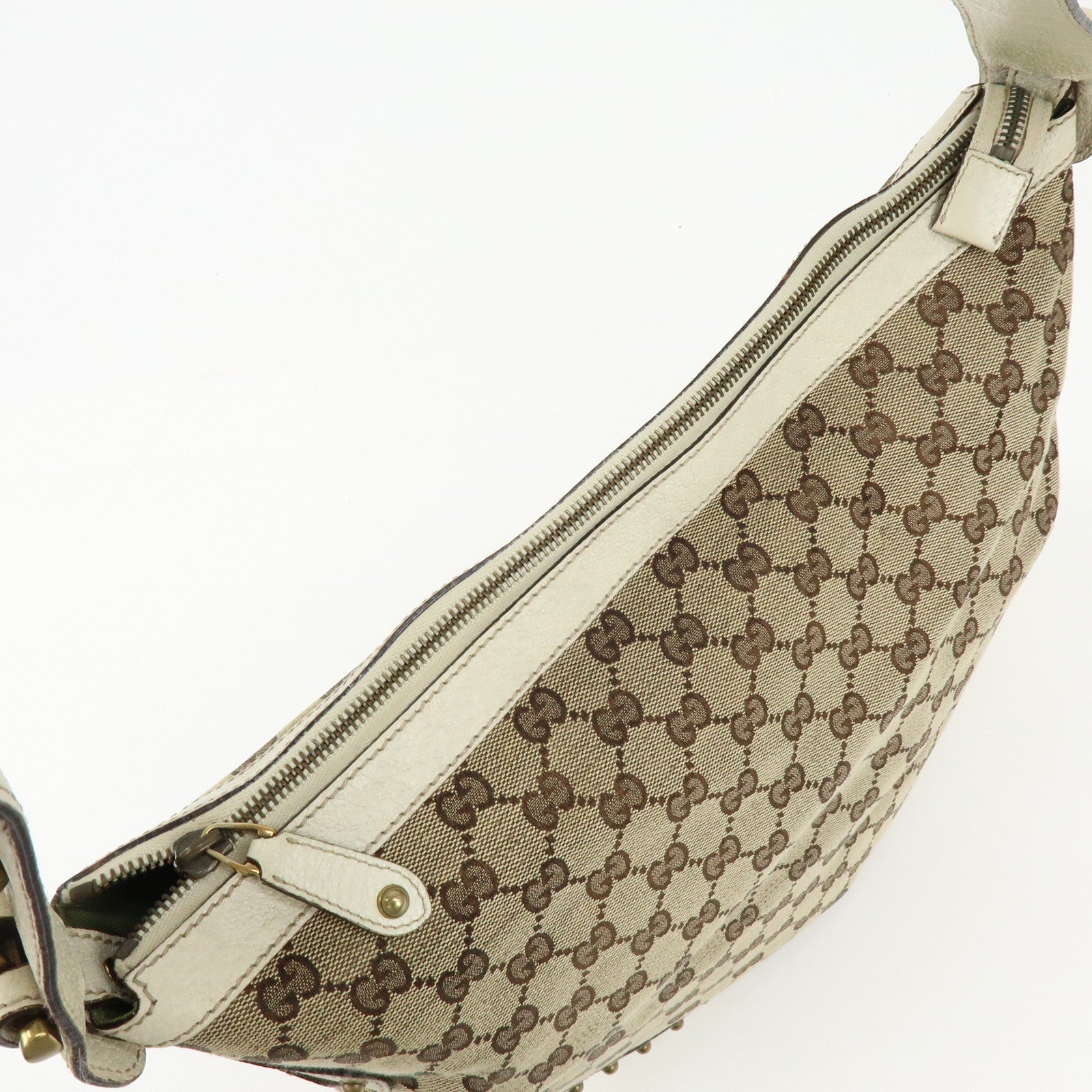 GUCCI Sherry GG Canvas Leather Shoulder Bag Beige Ivory 144011