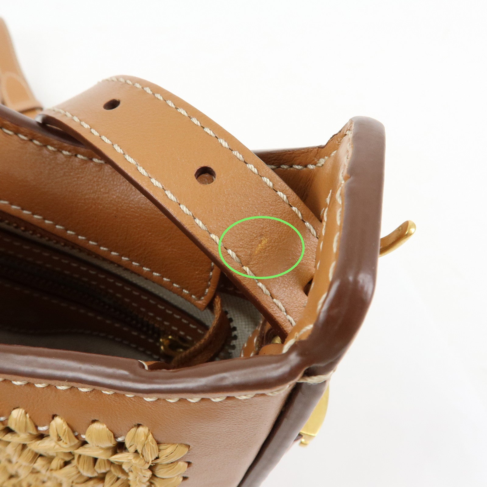 TOD'S Oboe Raffia Leather Shoulder Bag Crossbody Bag Beige Brown