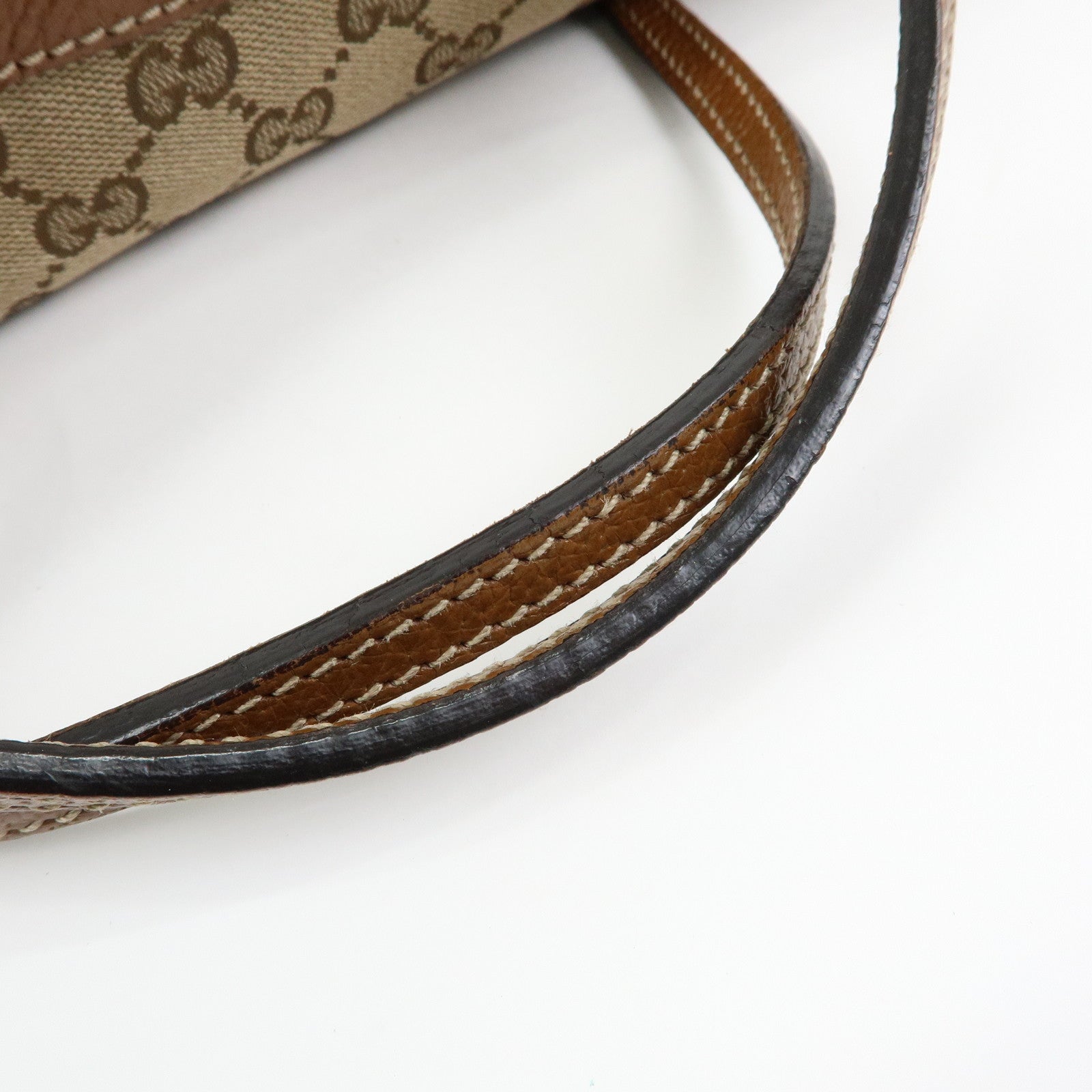 GUCCI Interlocking G GG Canvas Leather Hand Bag Beige Brown 353120