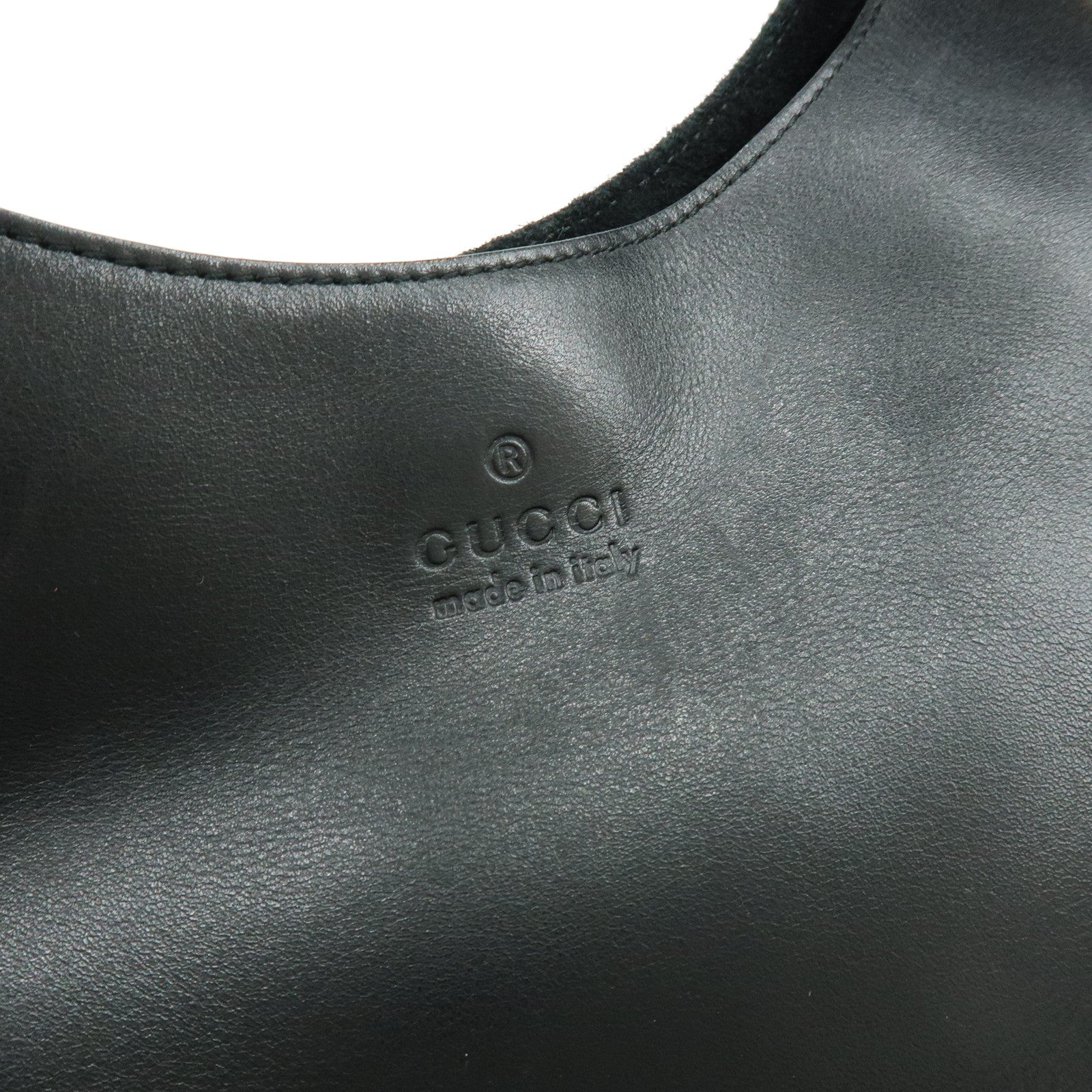 GUCCI Logo Leather Shoulder Bag Hand Bag Black 001・3767