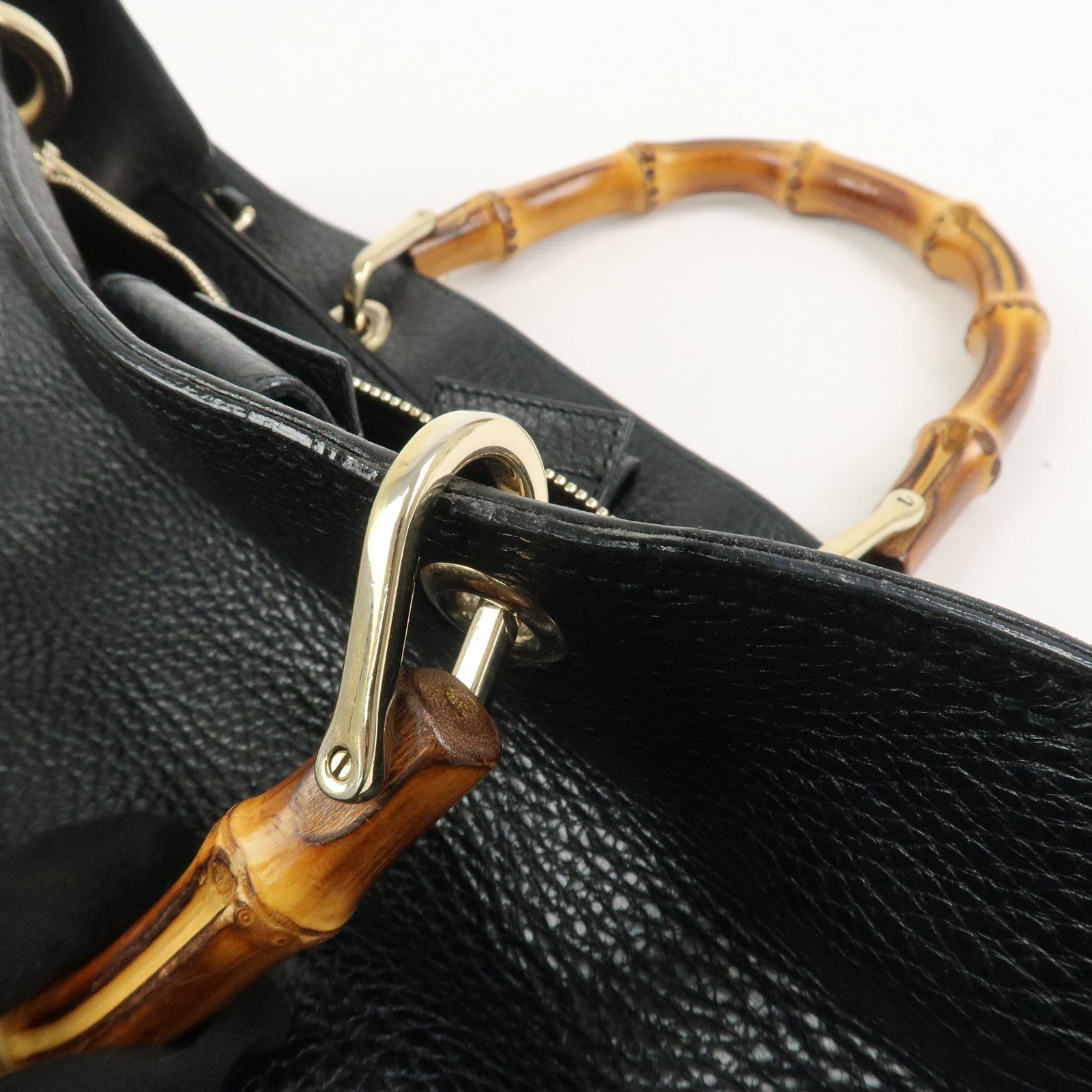 GUCCI Bamboo Shopper Medium 2Way Bag Shoulder Bag Black 323660