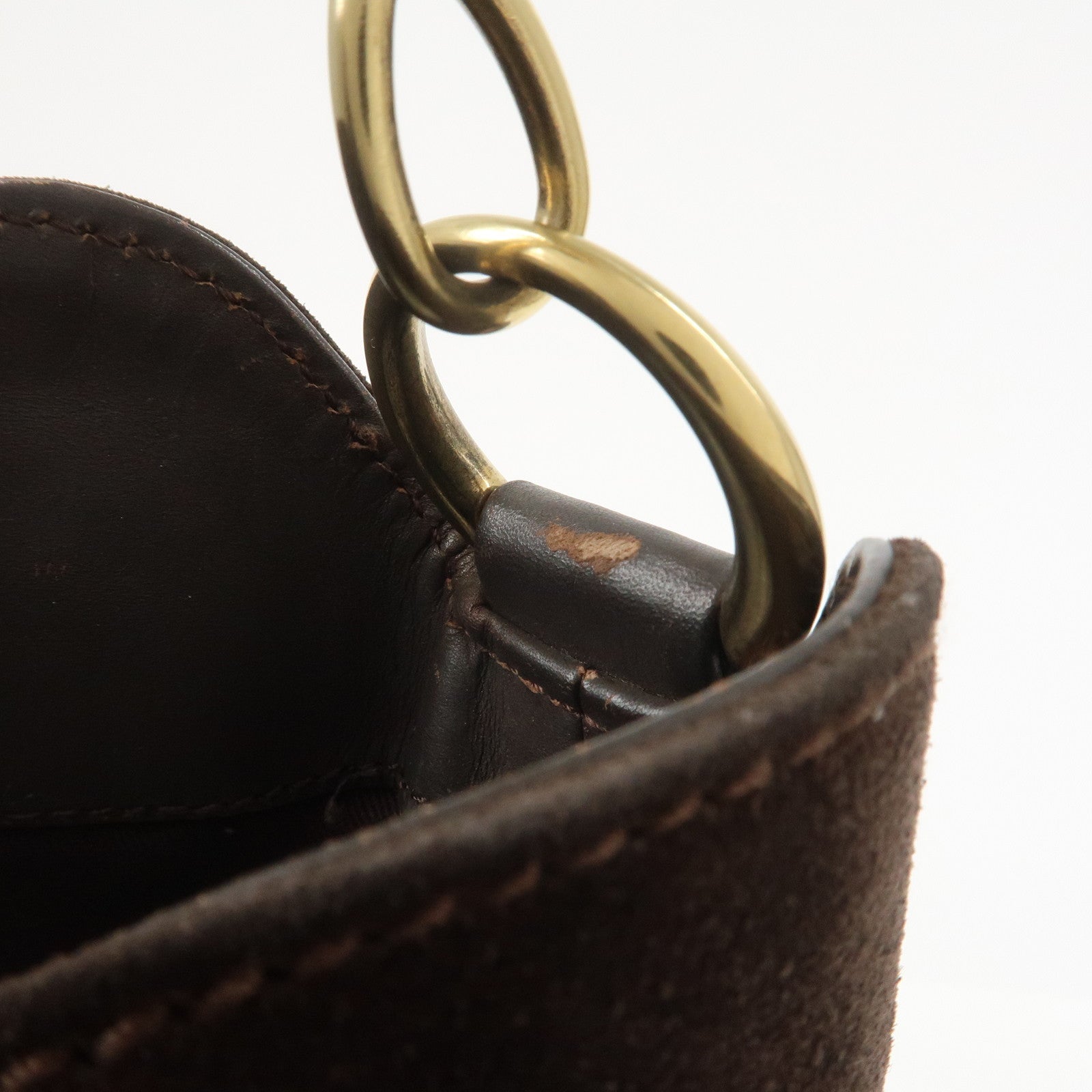 GUCCI Bamboo Suede 2WAY Bag Shoulder Bag Dark Brown 001.3754.1657