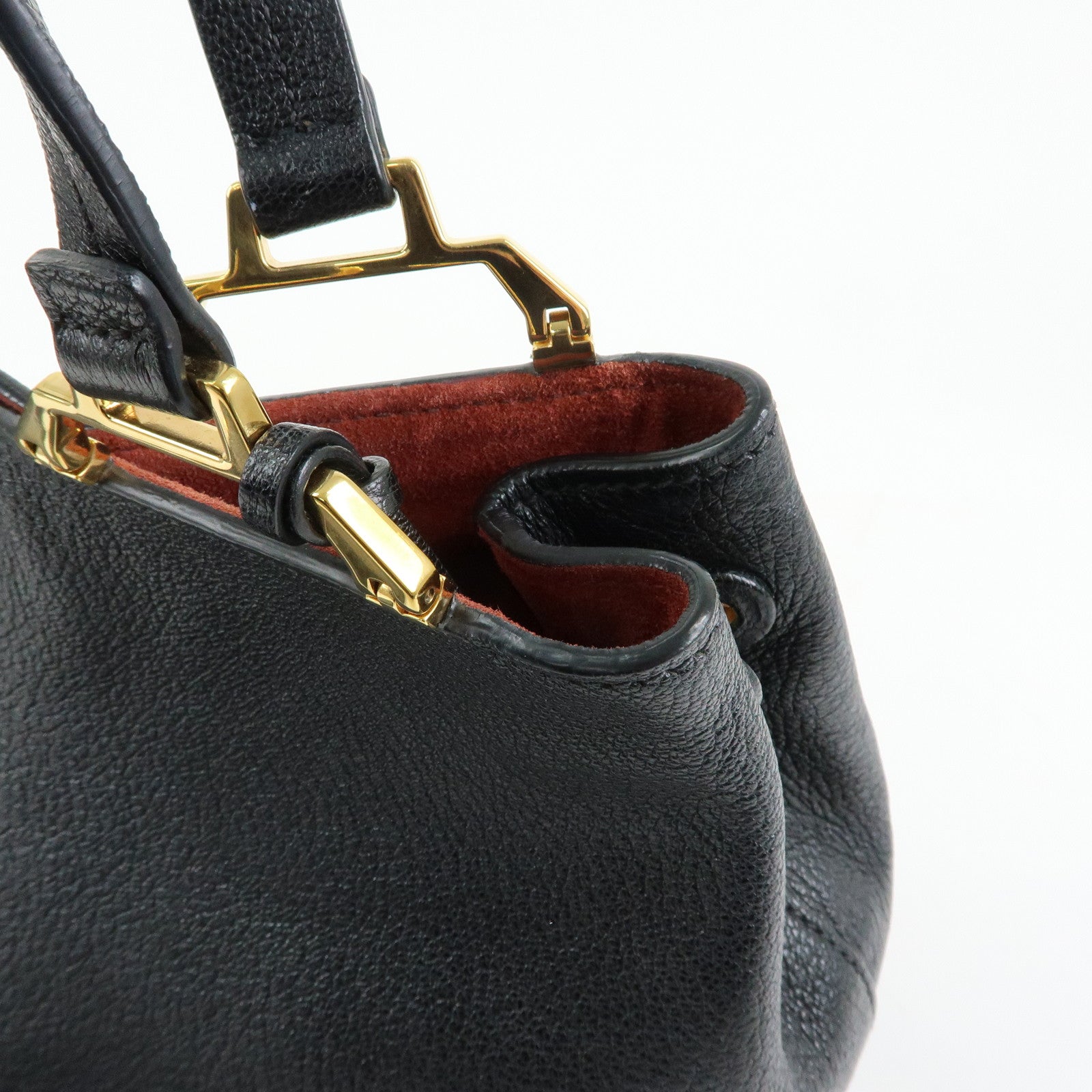 MIU MIU Madras Leather Tote Bag Hand Bag Shoulder Bag Black 5BG025