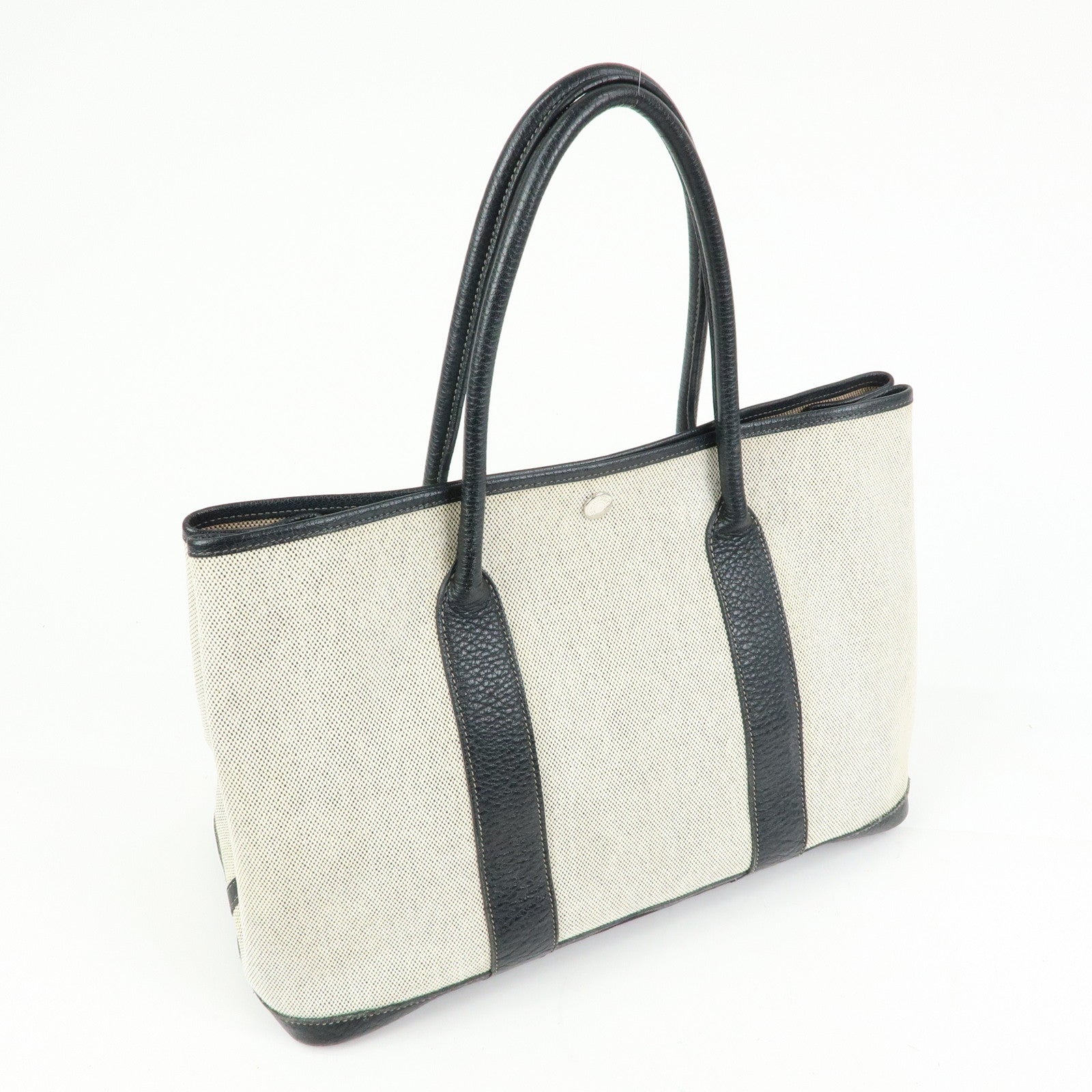 HERMES Toile Ash Negonda Garden Party PM □J Stamped Tote Bag Beige