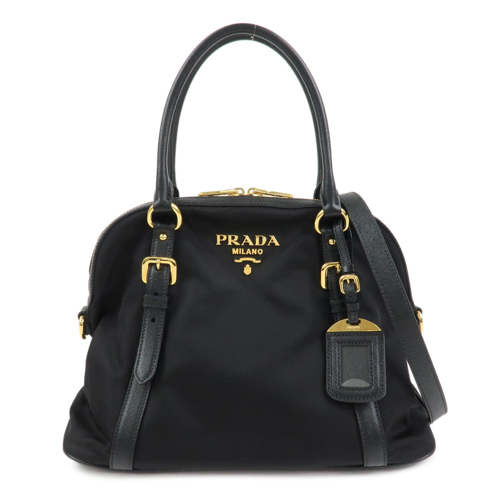 PRADA Tessuto Nylon Saffiano Leather 2Way Hand Shoulder Bag 1BB013