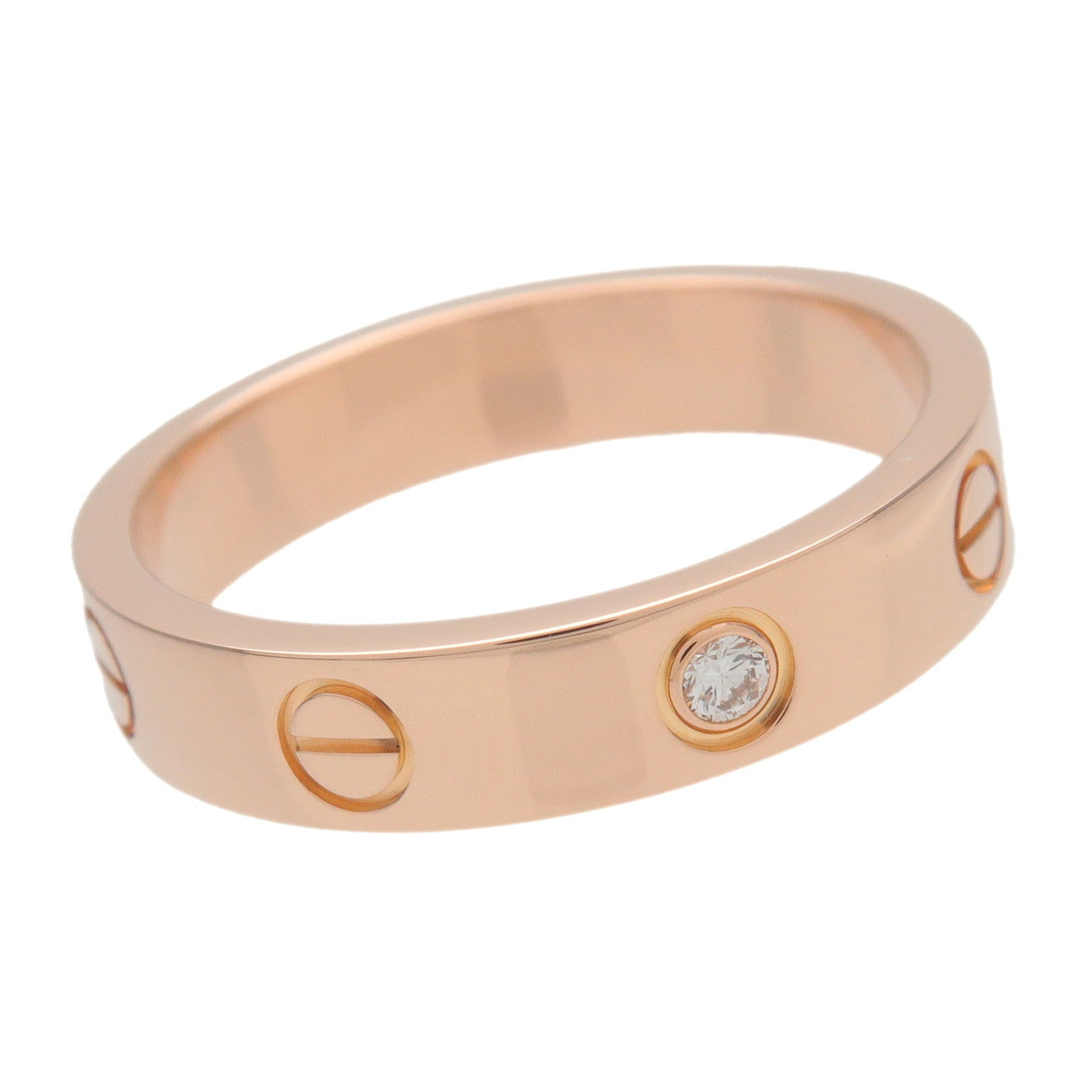 Cartier Mini Love 1P Diamond Ring K18 750PG Rose Gold #52 US6 EU52