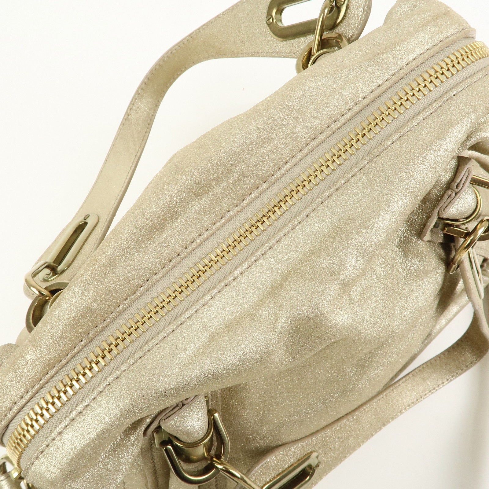 Chloe Paraty Leather 2Way Bag Hand Bag Shoulder Bag Gold 041056-09