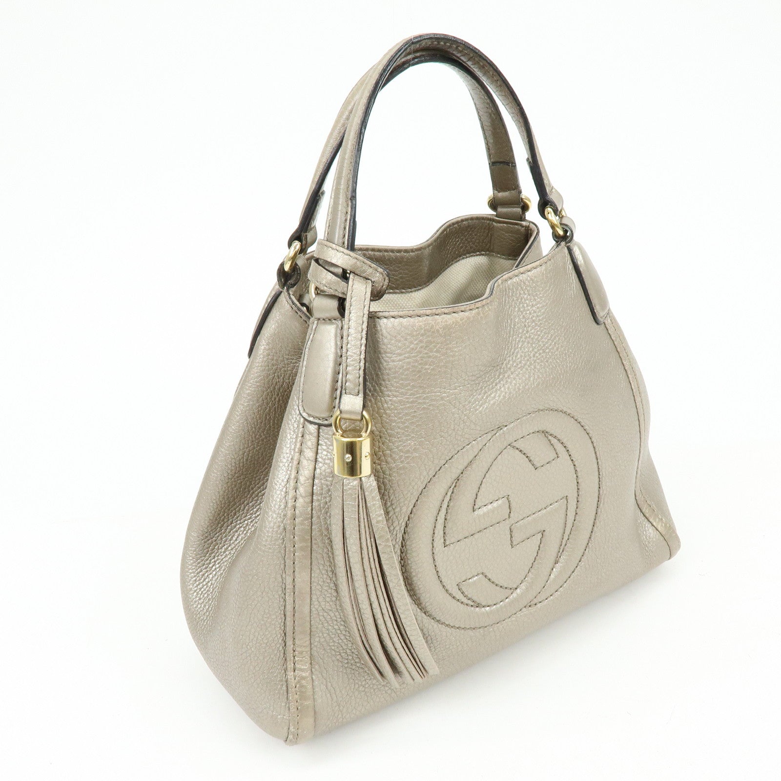 GUCCI SOHO Interlocking G 2Way Bag Hand Bag Champaign Gold 336751