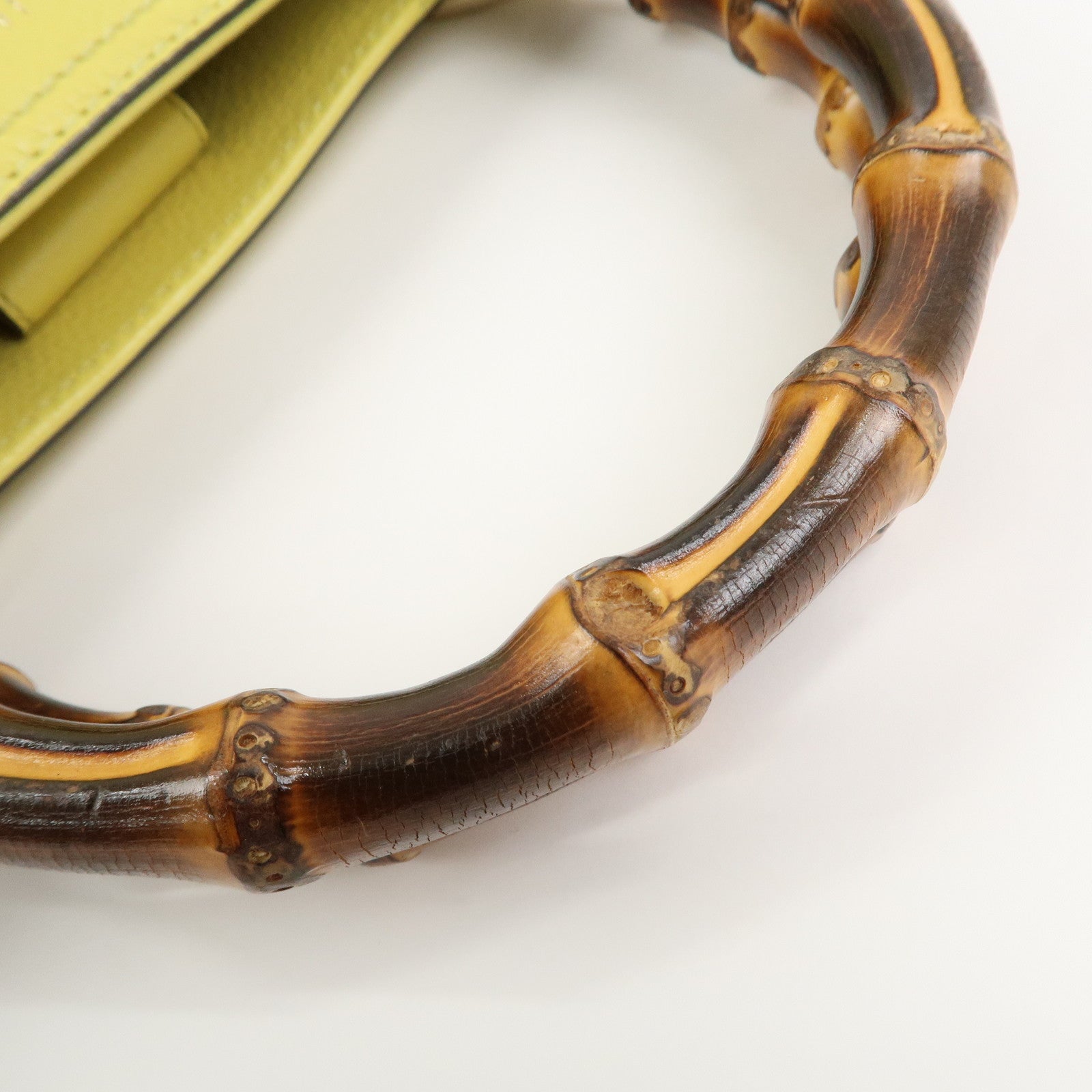 GUCCI Bamboo Shopper Large Tote Bag 2WAY Hand Bag Yellow 323658