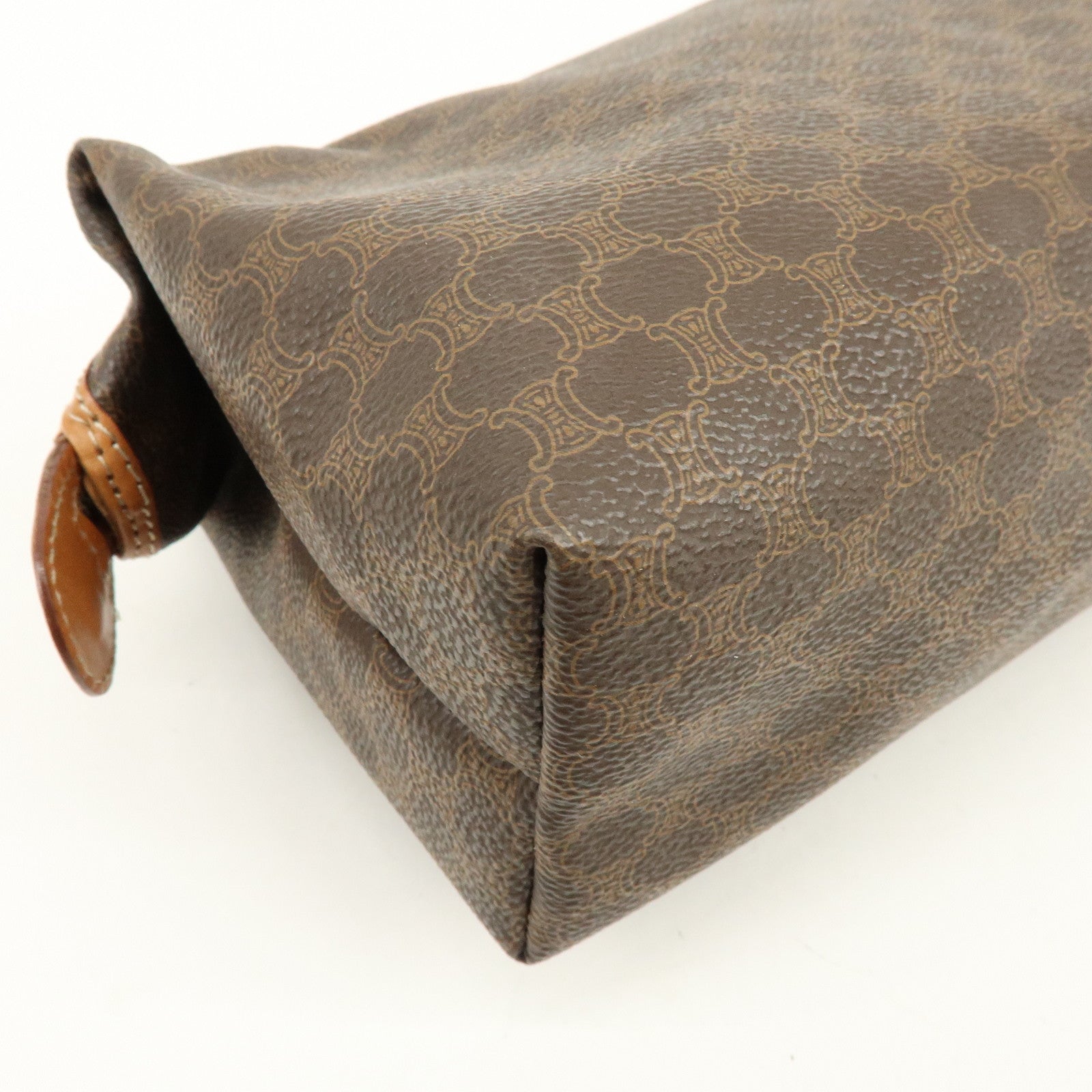 CELINE Macadam PVC Leather Pouch Cosmetic Pouch Brown