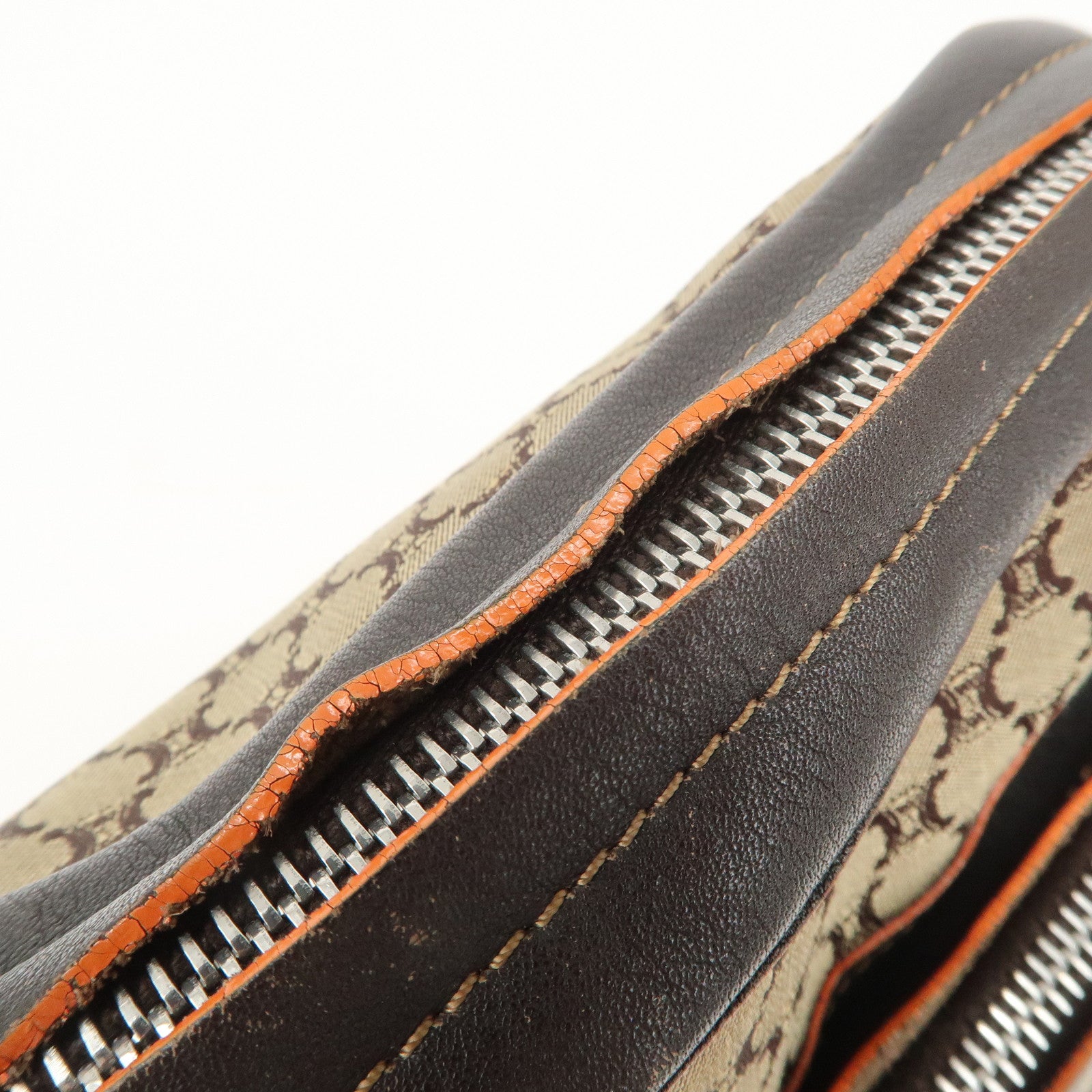 CELINE Macadam Leather Canvas Shoulder Bag Crossbody Bag Used