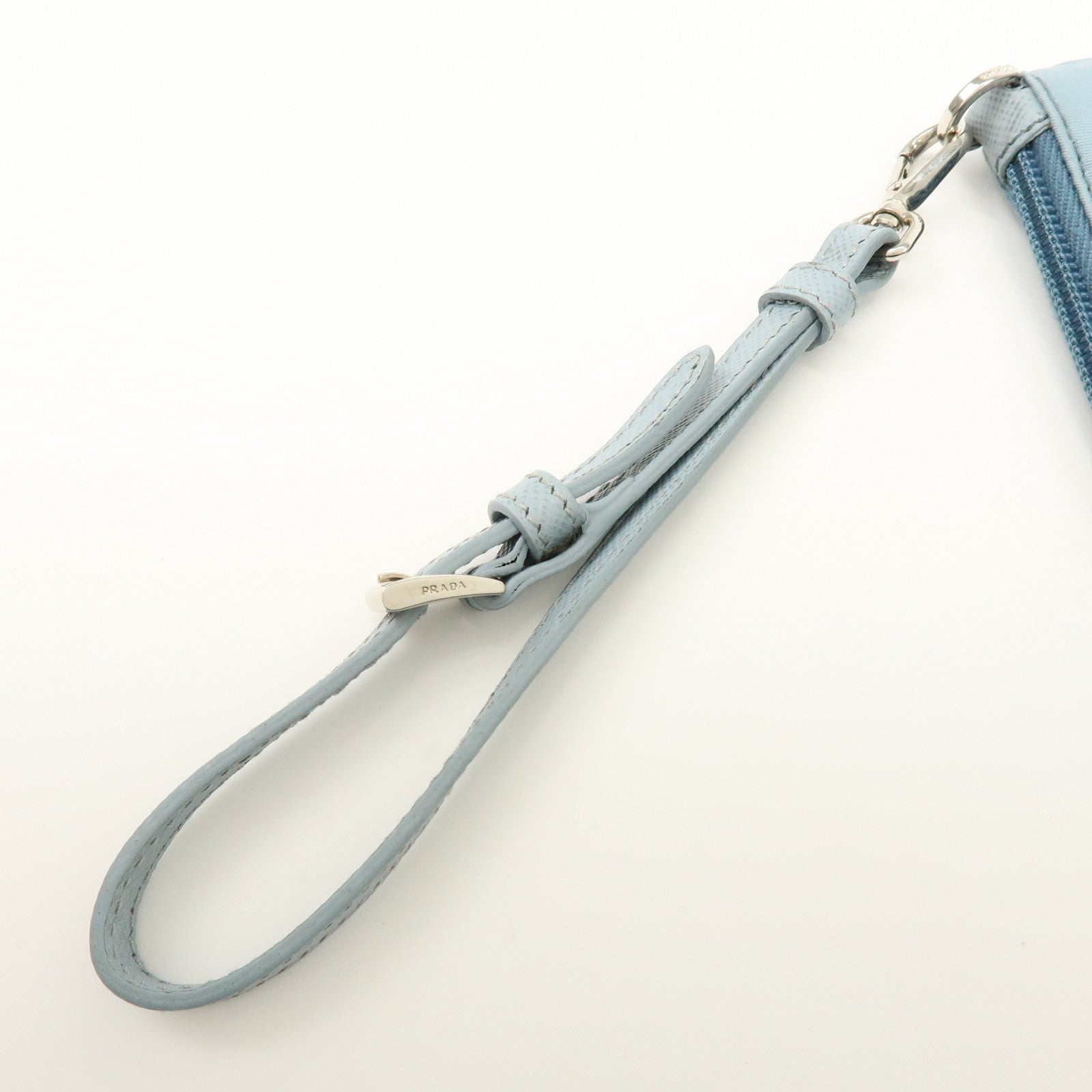 PRADA Triangle Logo TESSUTO IMPUNTU Nylon Pouch Light Blue 1NH545