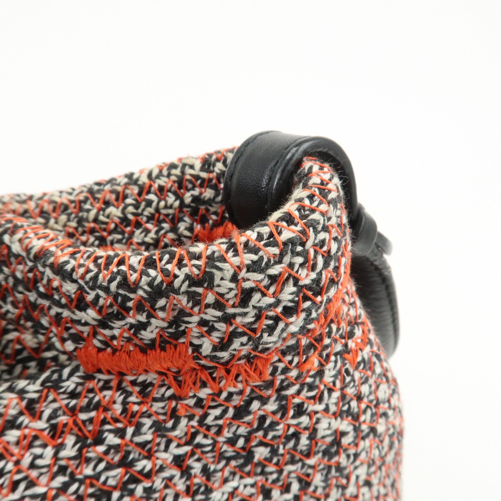 BALENCIAGA Zigzagger Canvas Leather 2Way Hand Bag Orange Black