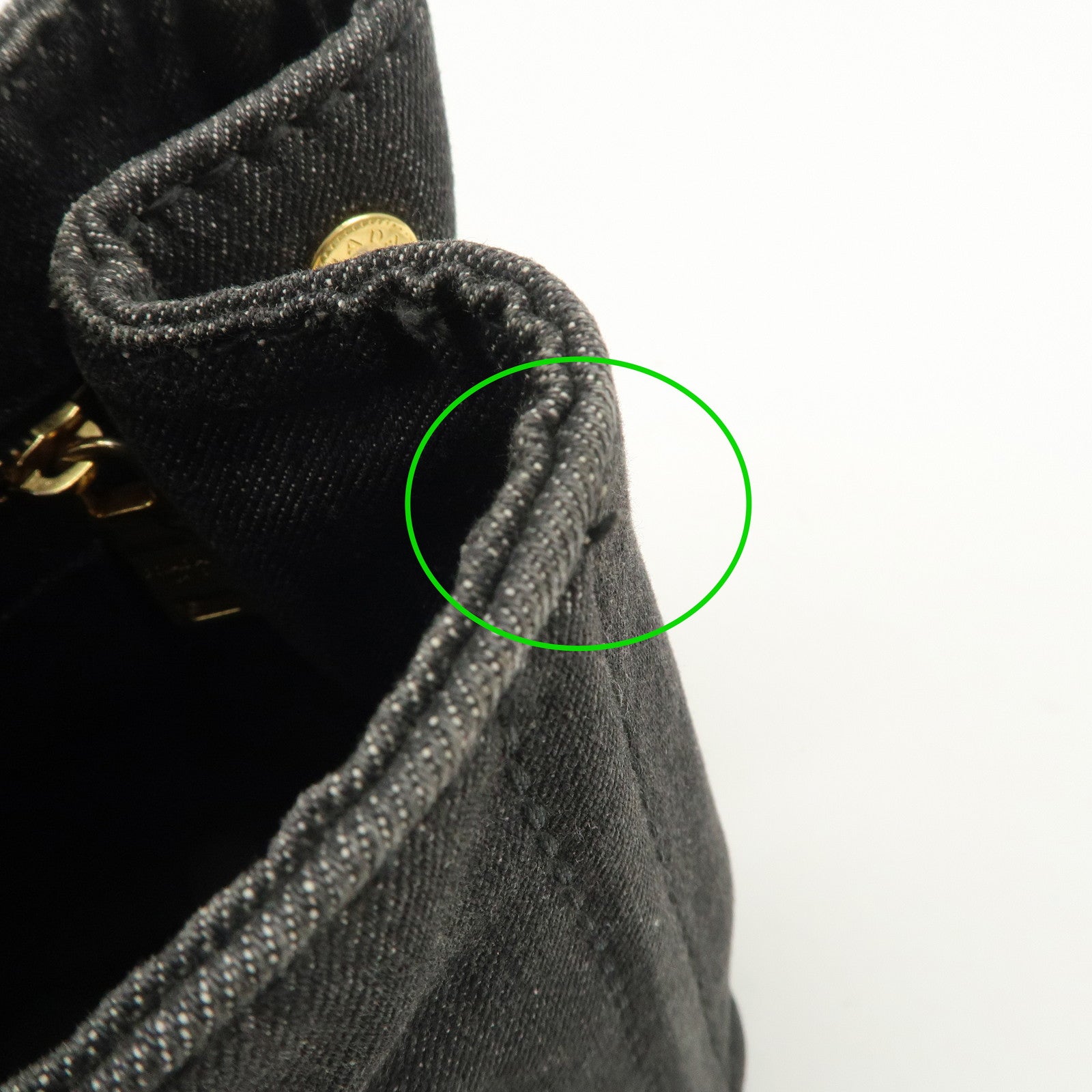 PRADA Logo Canapa Mini Denim 2Way Tote Bag Gray Gold HDW 1BG439 Used