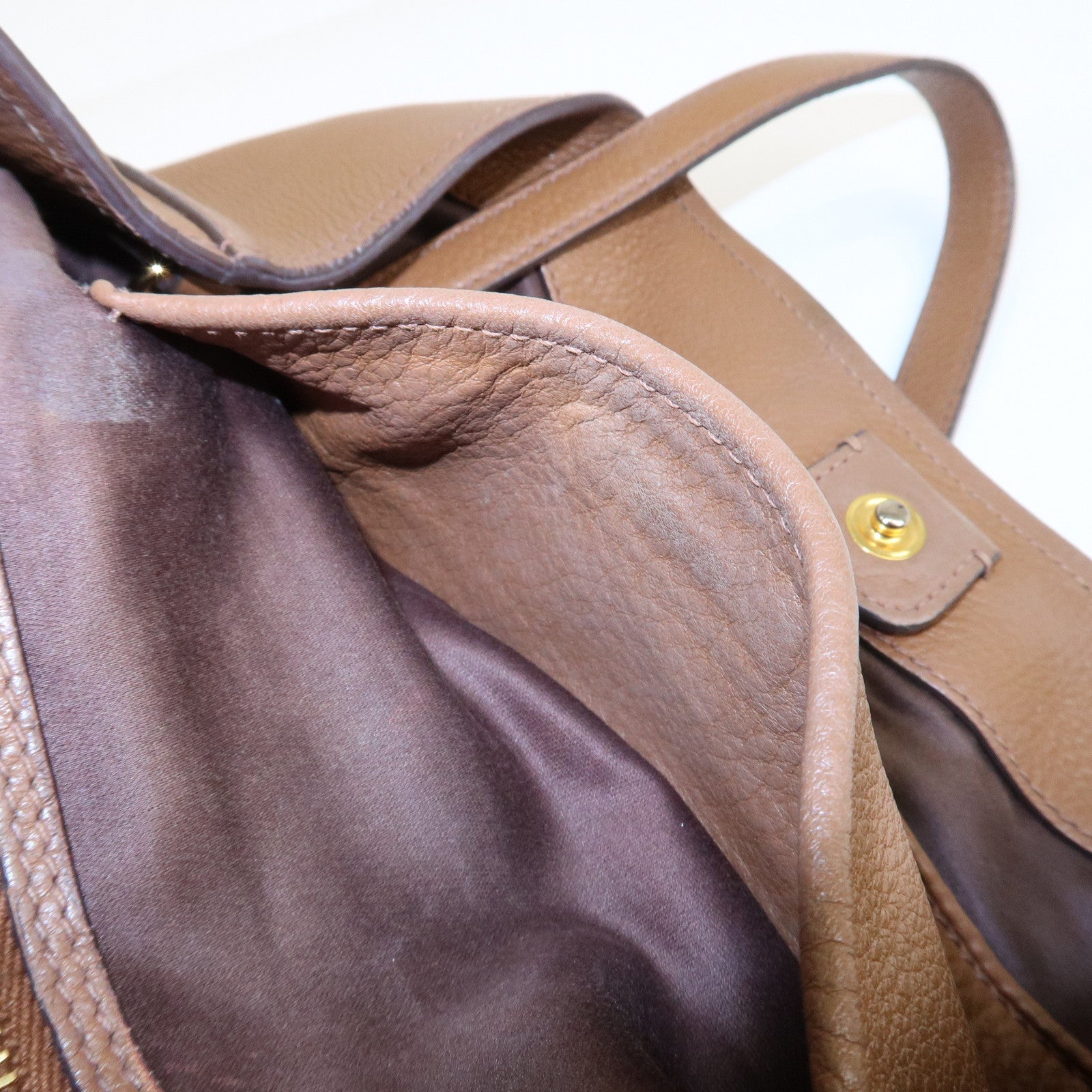 MIU MIU Vitello Phenix Leather Shoulder Bag Hand Bag Brown RN0886 Used