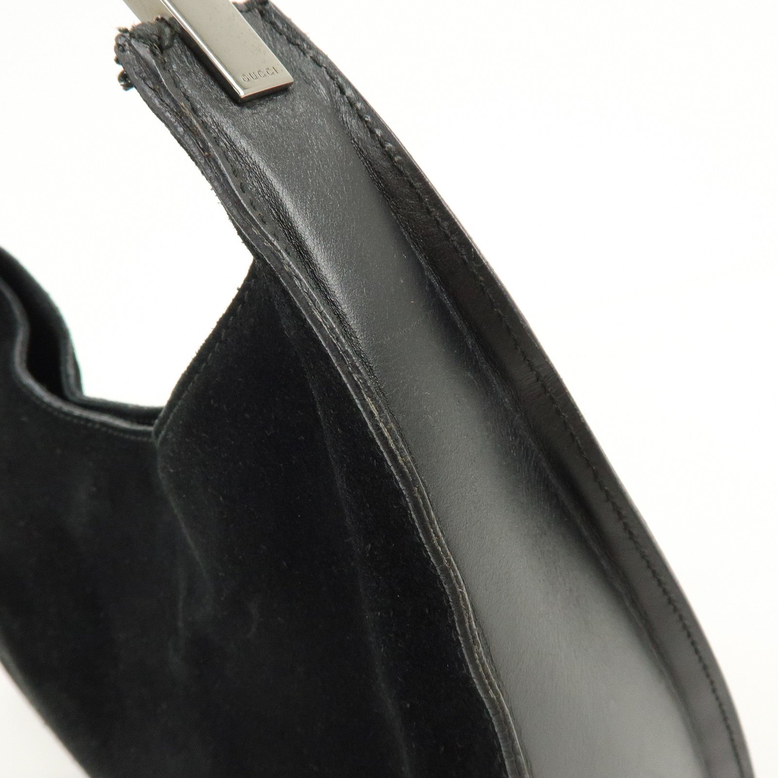 GUCCI Suede Leather Shoulder Bag Hand Bag Black 001・3767