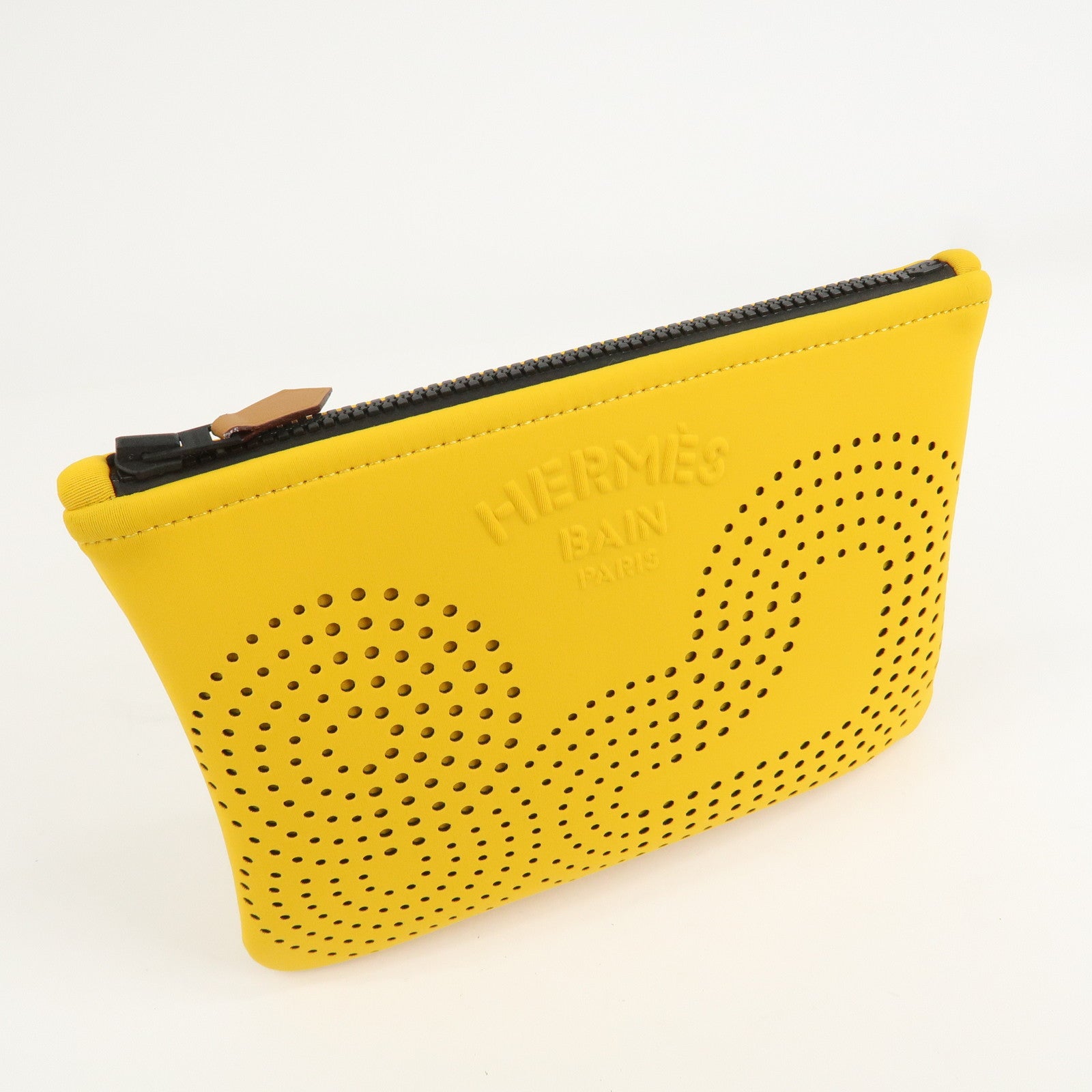 HERMES Neoprene Leather Neobain PM Pouch Cosmetic Pouch Yellow