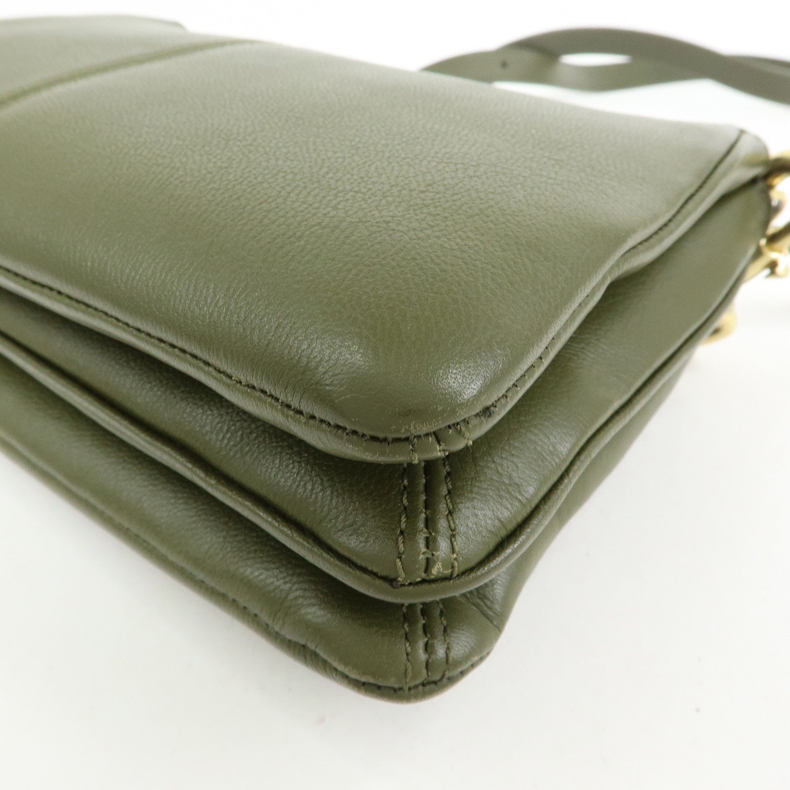 Chloe See by Chloe Phill Leather Shoulder Crossbody Bag Dark Green