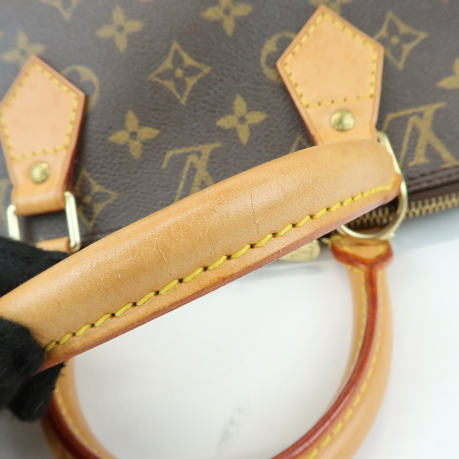 Louis Vuitton Monogram Alma Canvas Leather Hand Bag Brown M51130