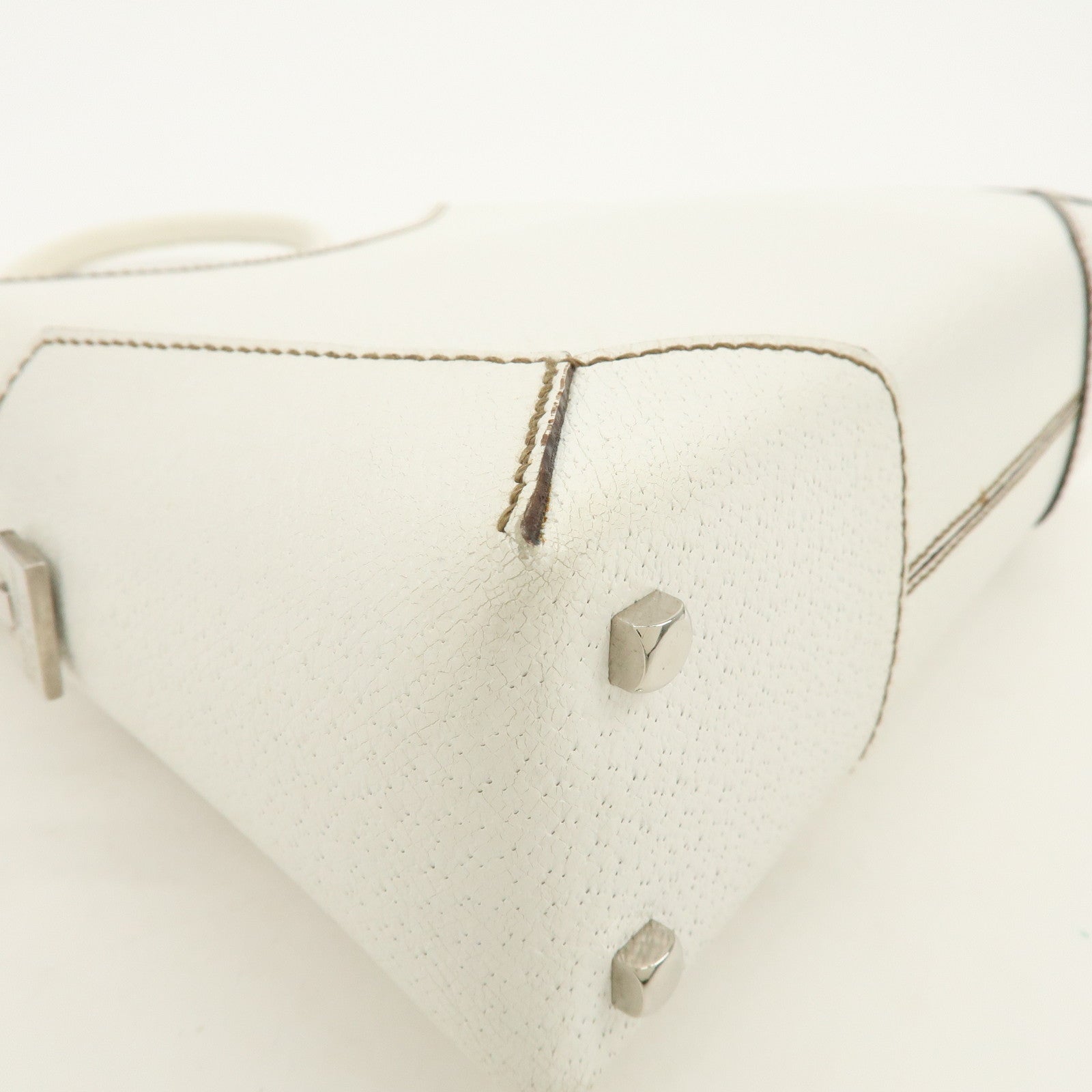 Ferragamo Leather Shoulder Bag Hand Bag White