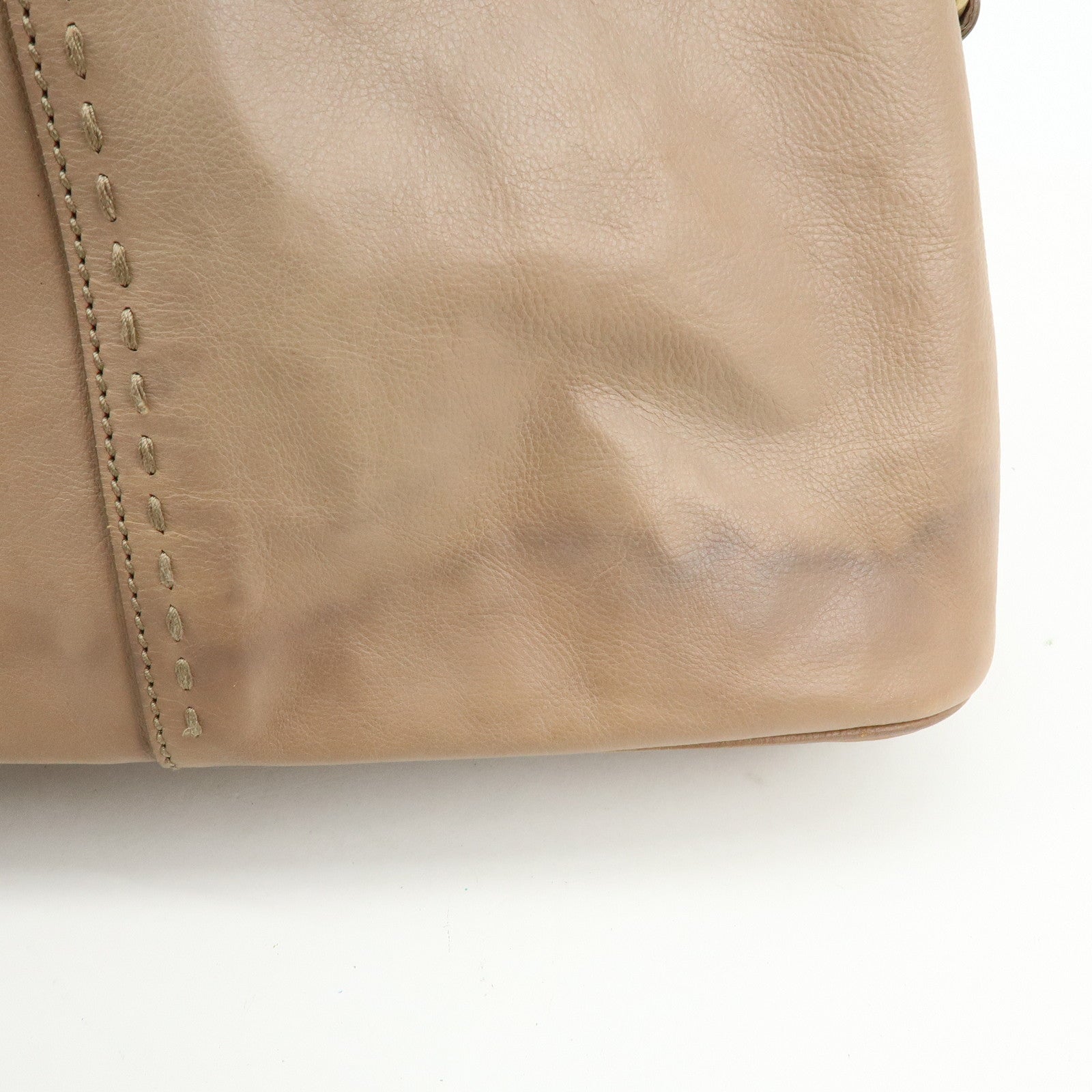 SAINT LAURENT PARIS Muse Leather Hand Bag Tote Bag Beige