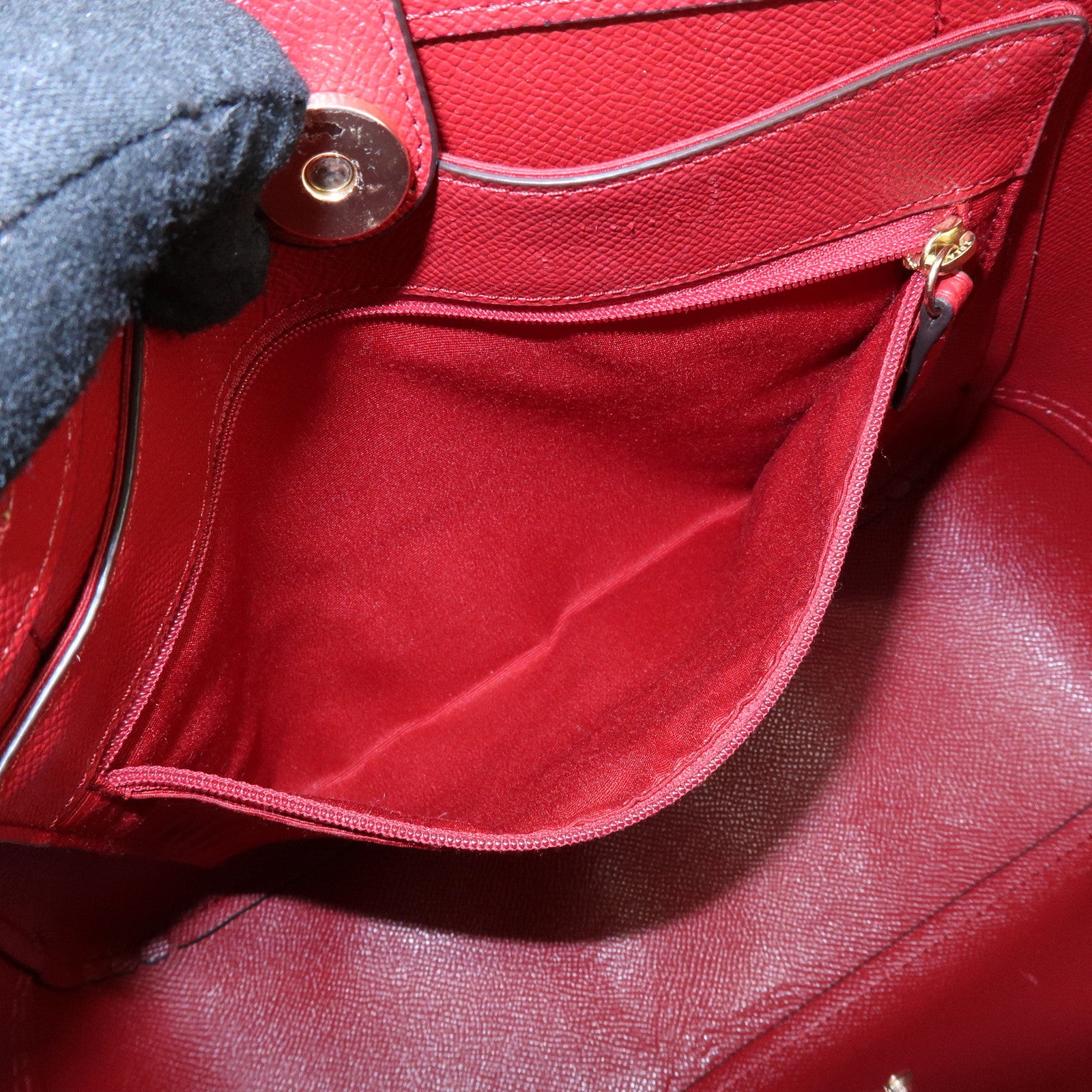 COACH PVC Leather Tote Bag Hand Bag Shoulder Bag Black Camel