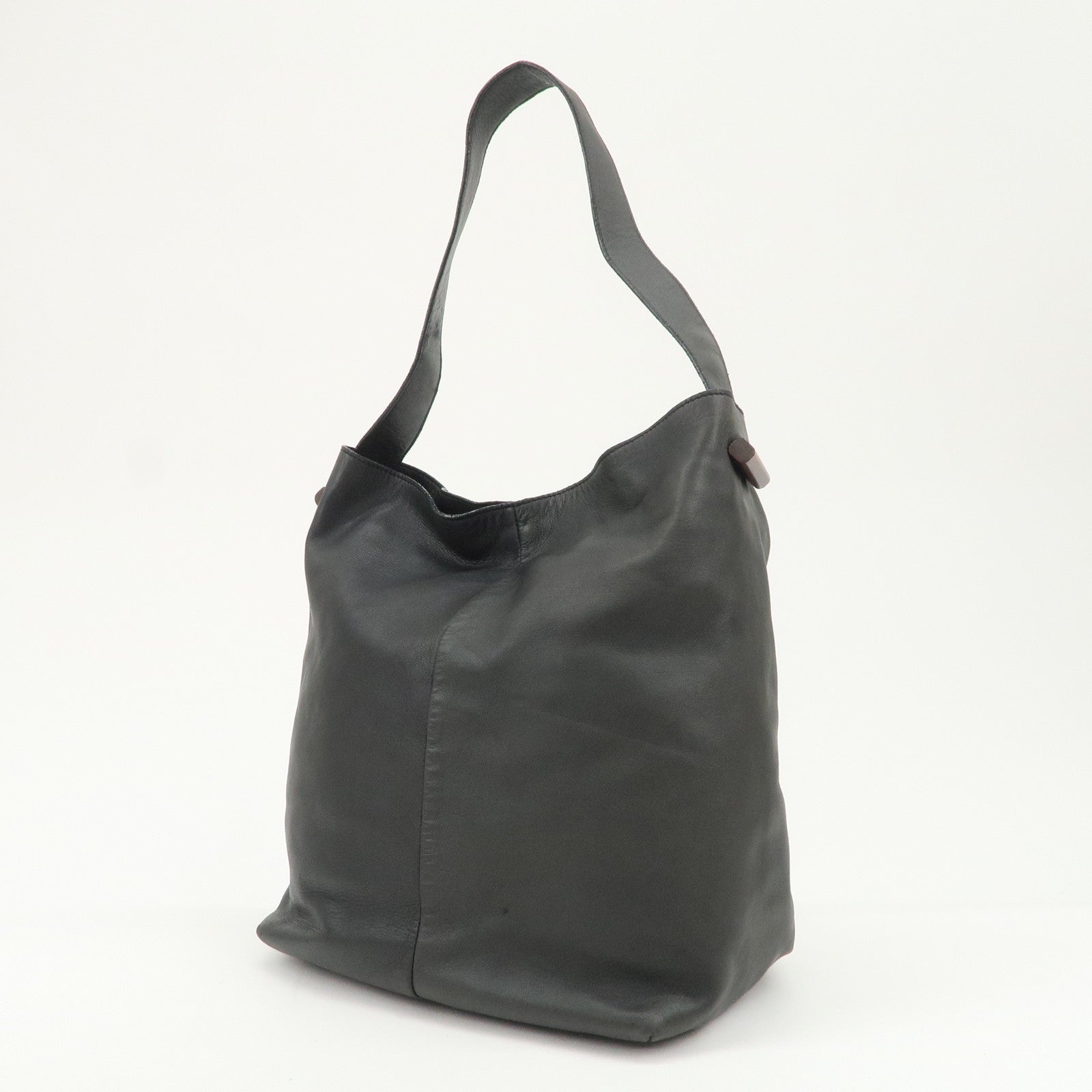 LOEWE Logo Leather Shoulder Bag Hand Bag Black