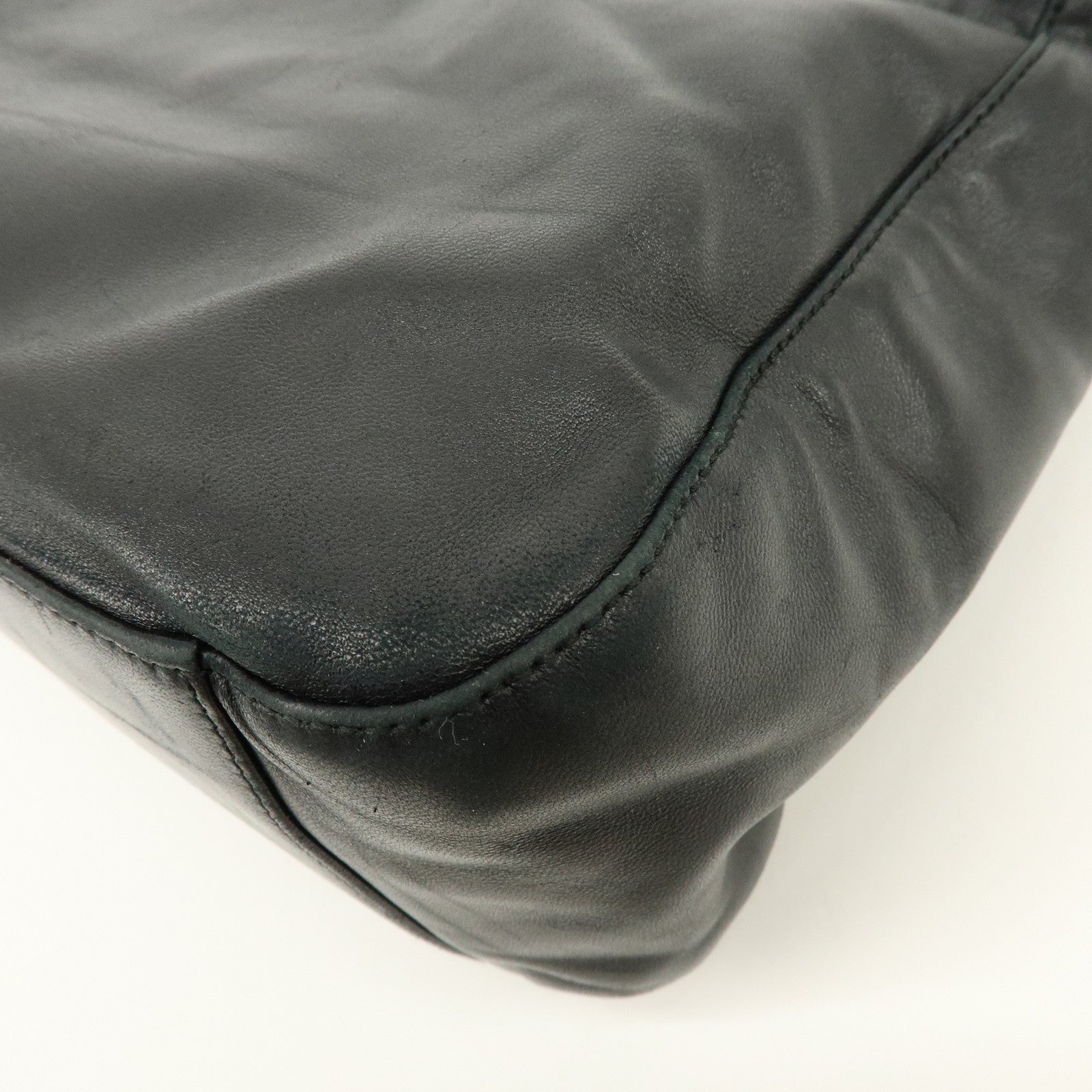 PRADA Leather Plastic Hobo Shoulder Bag Hand Bag Black