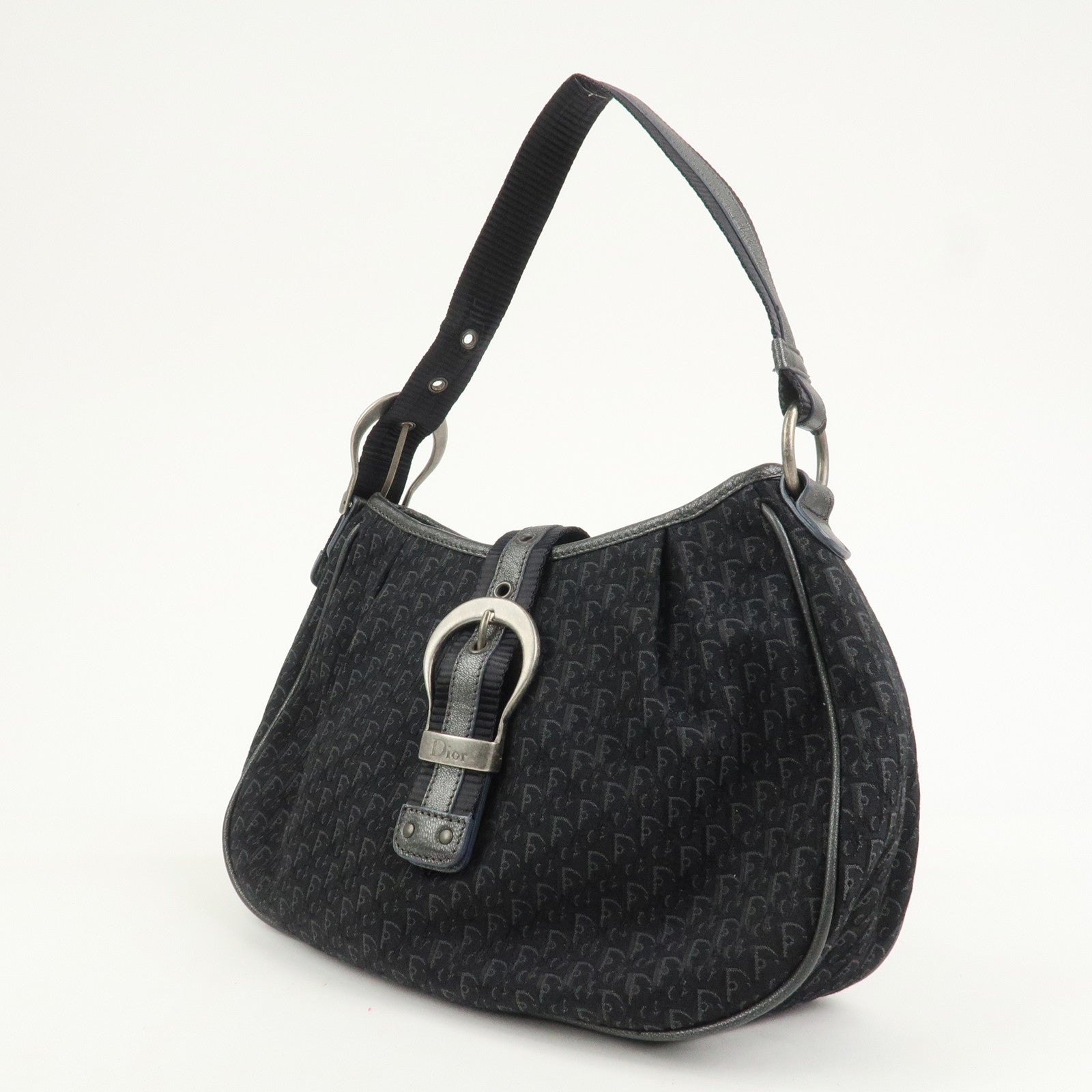 Christian Dior Trotter Canvas Leather Shoulder Bag Hand Bag Black