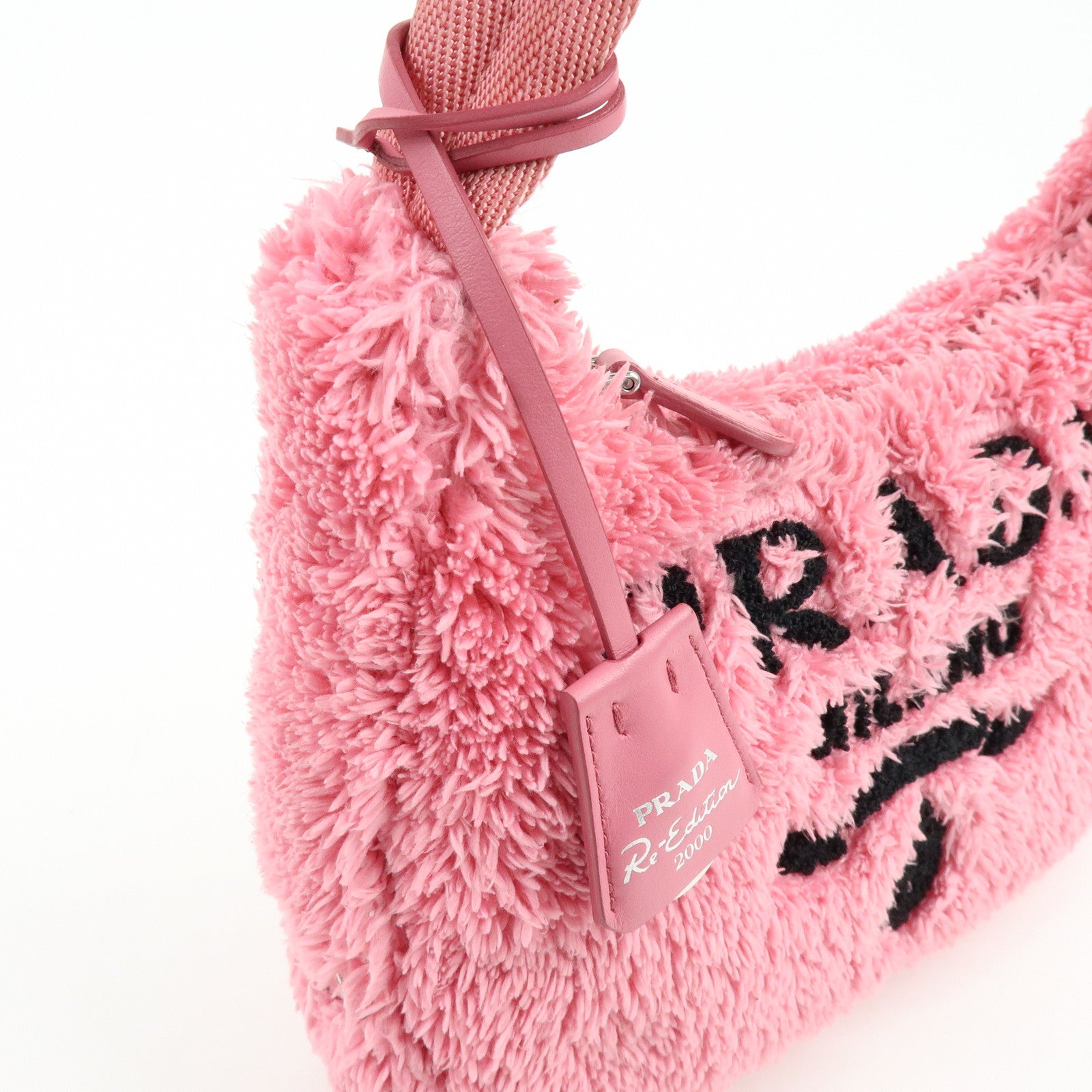 PRADA Triangle Logo Re-edition 2000 Polyester Hand Bag Pink 1NE515