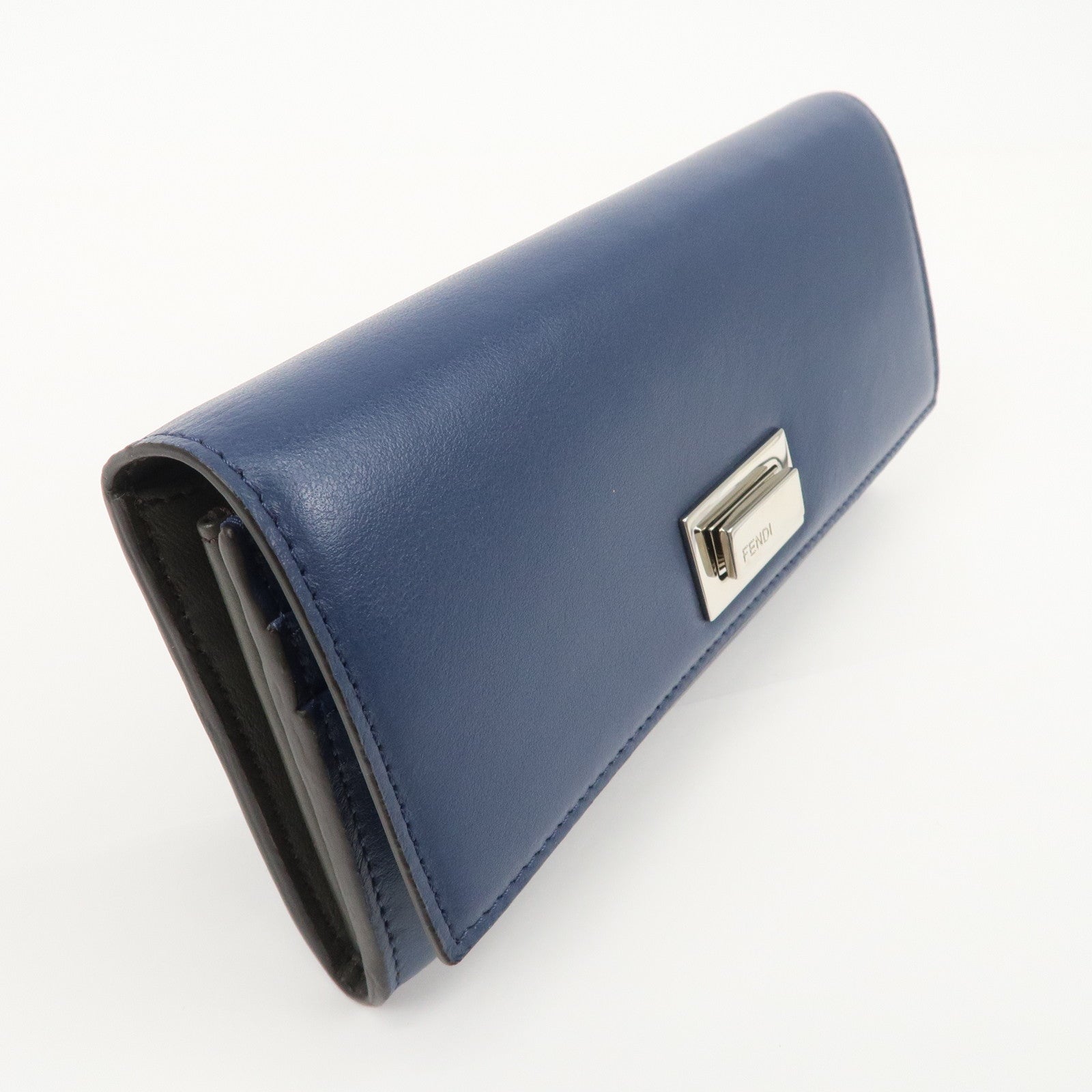 FENDI Peekaboo Leather Bi-fold Continental Wallet Long Wallet 8M0377 Used