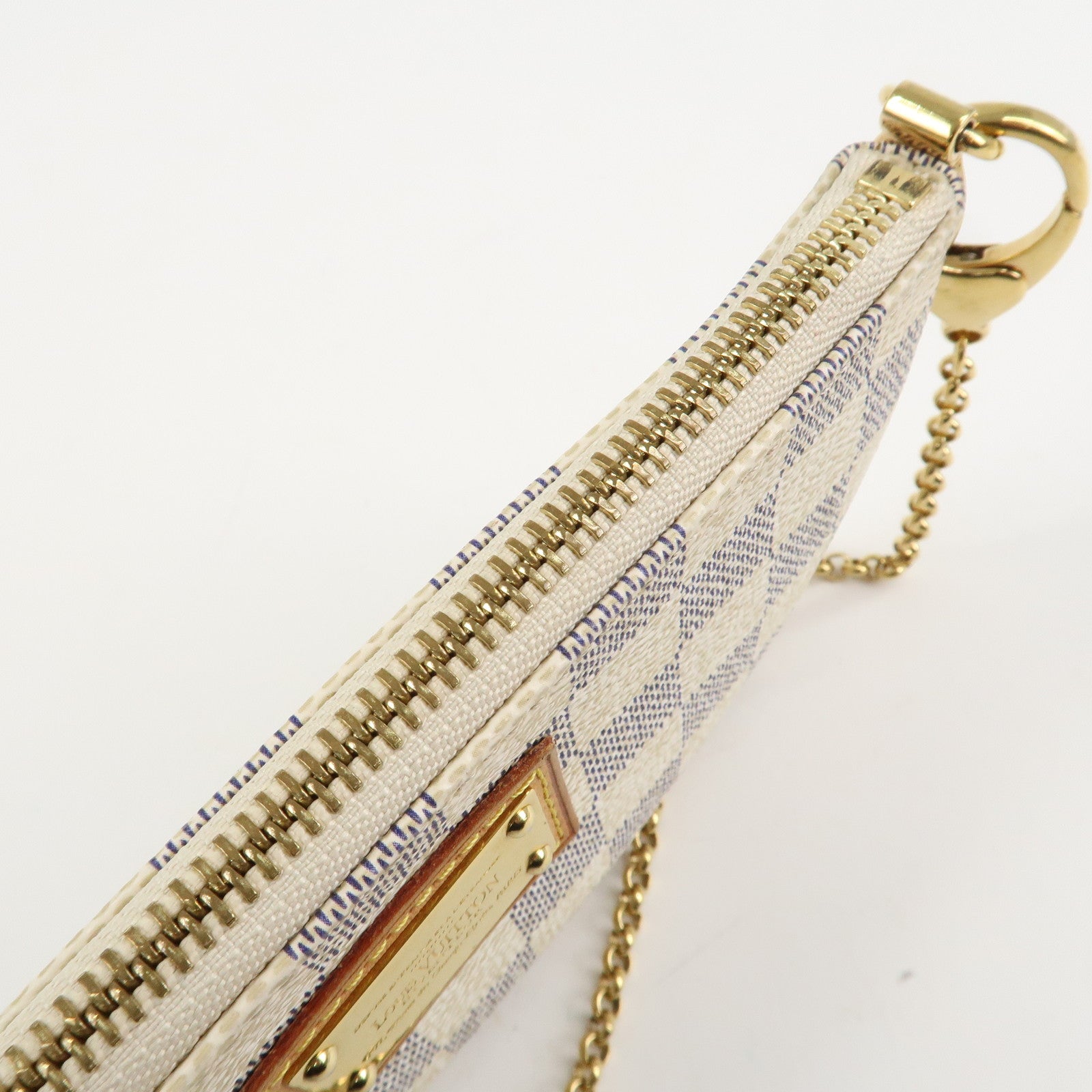 Louis Vuitton Damier Azur Pochette Milla MM Mini Pouch N60027 Used