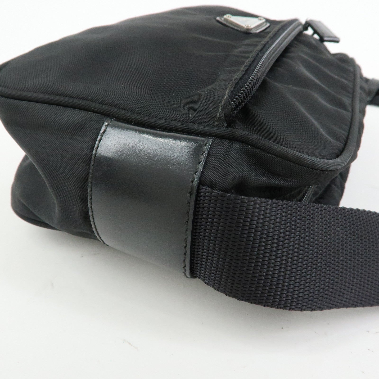 PRADA Triangle Logo Nylon Shoulder Bag Crossbody Bag Black BT0166